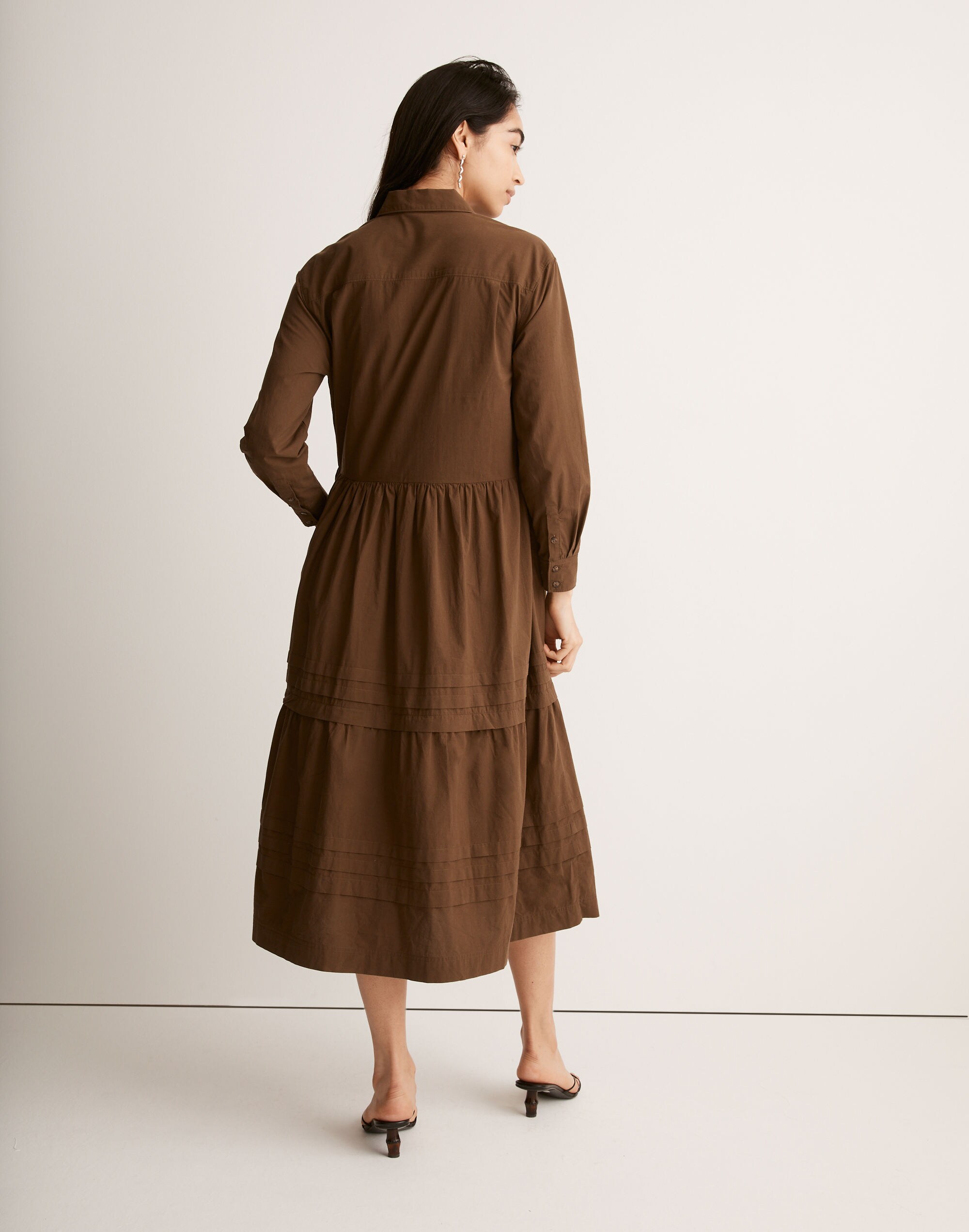 Pleated Utility Midi Shirtdress