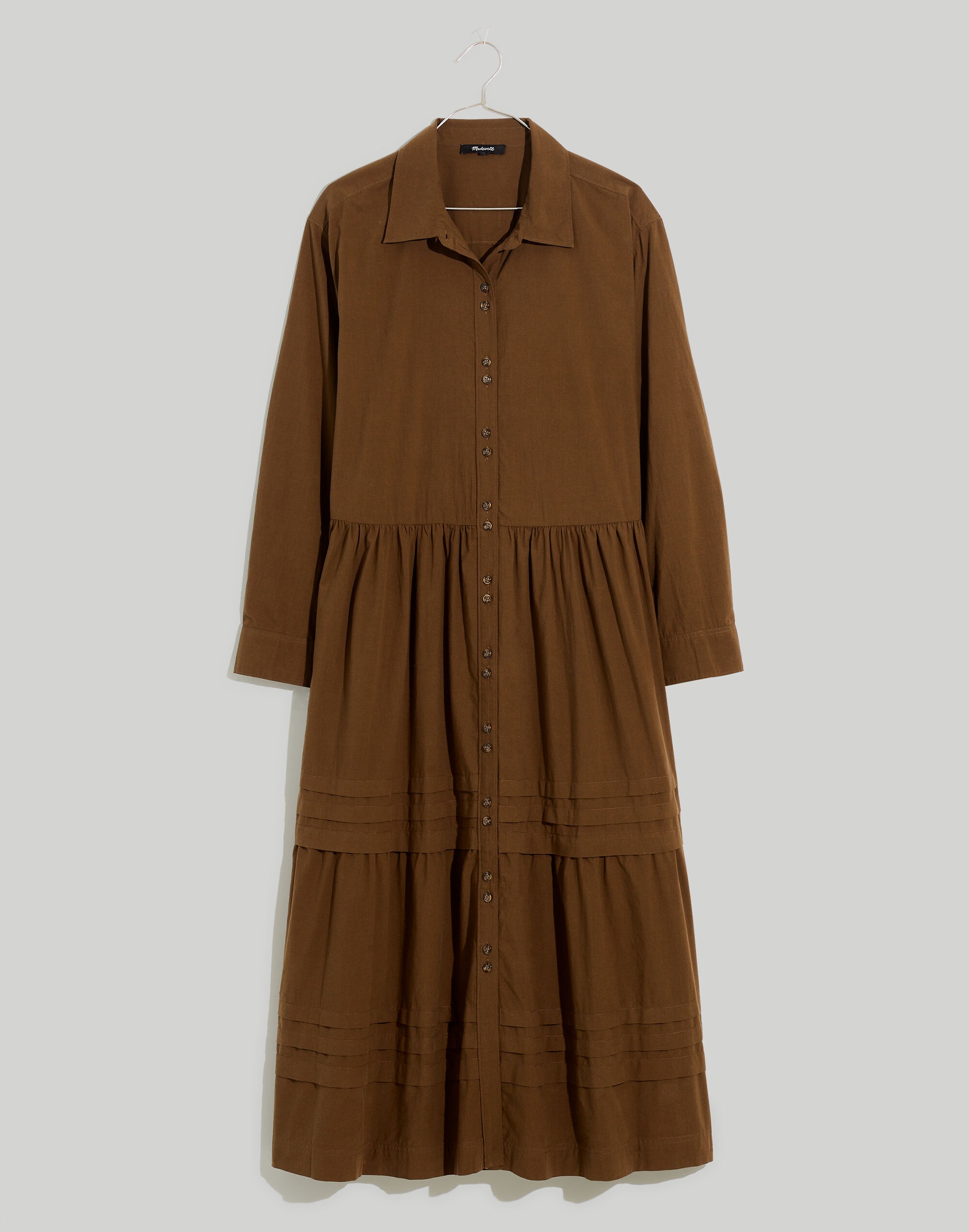 Pleated Utility Midi Shirtdress
