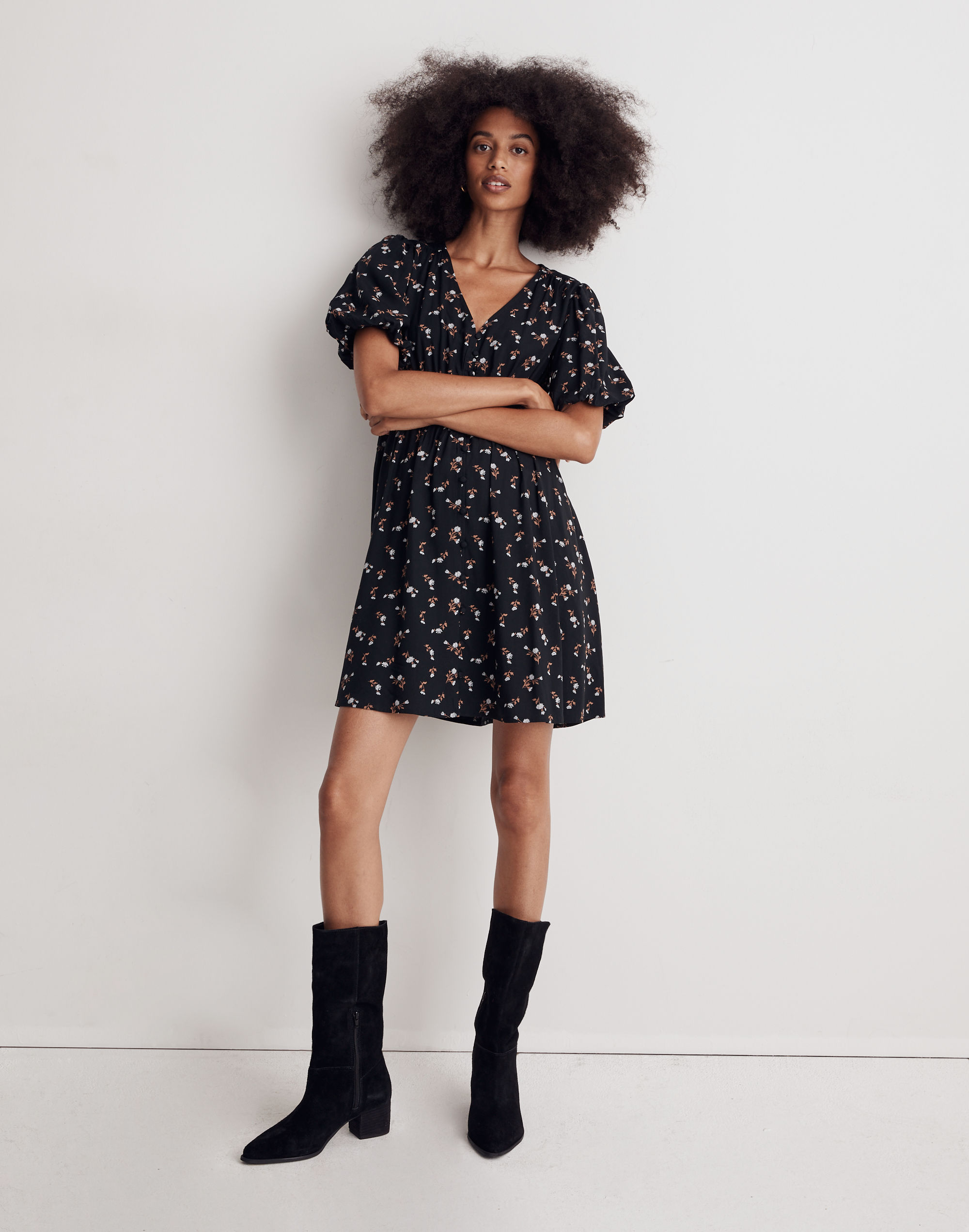 challis sophia mini dress is woodland floral