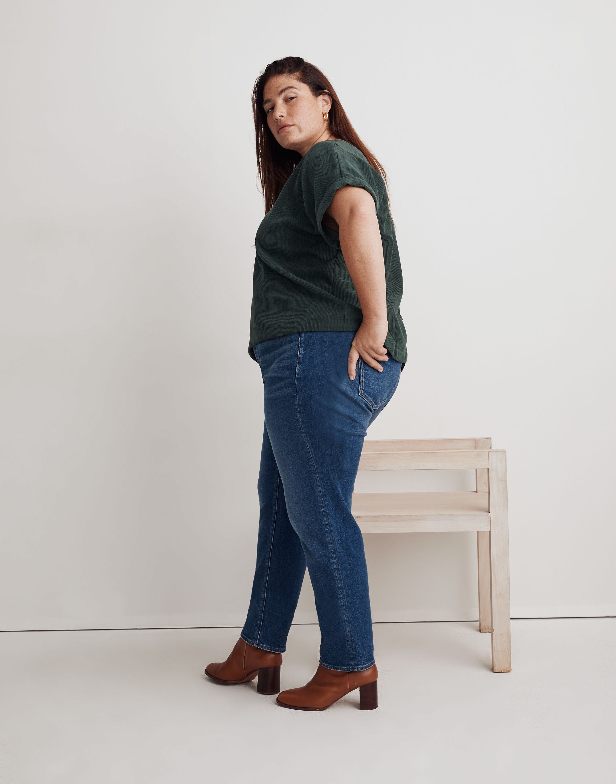 Plus Corduroy Renata V-Neck Top