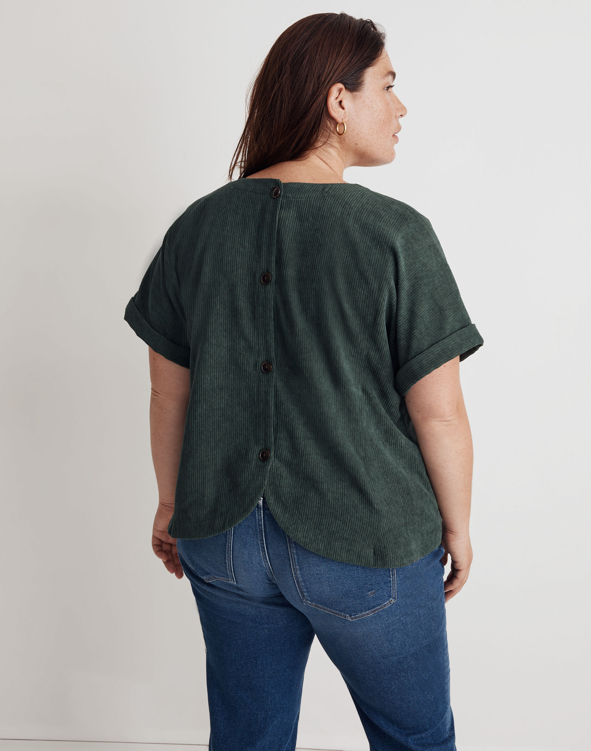 Plus Corduroy Renata V-Neck Top