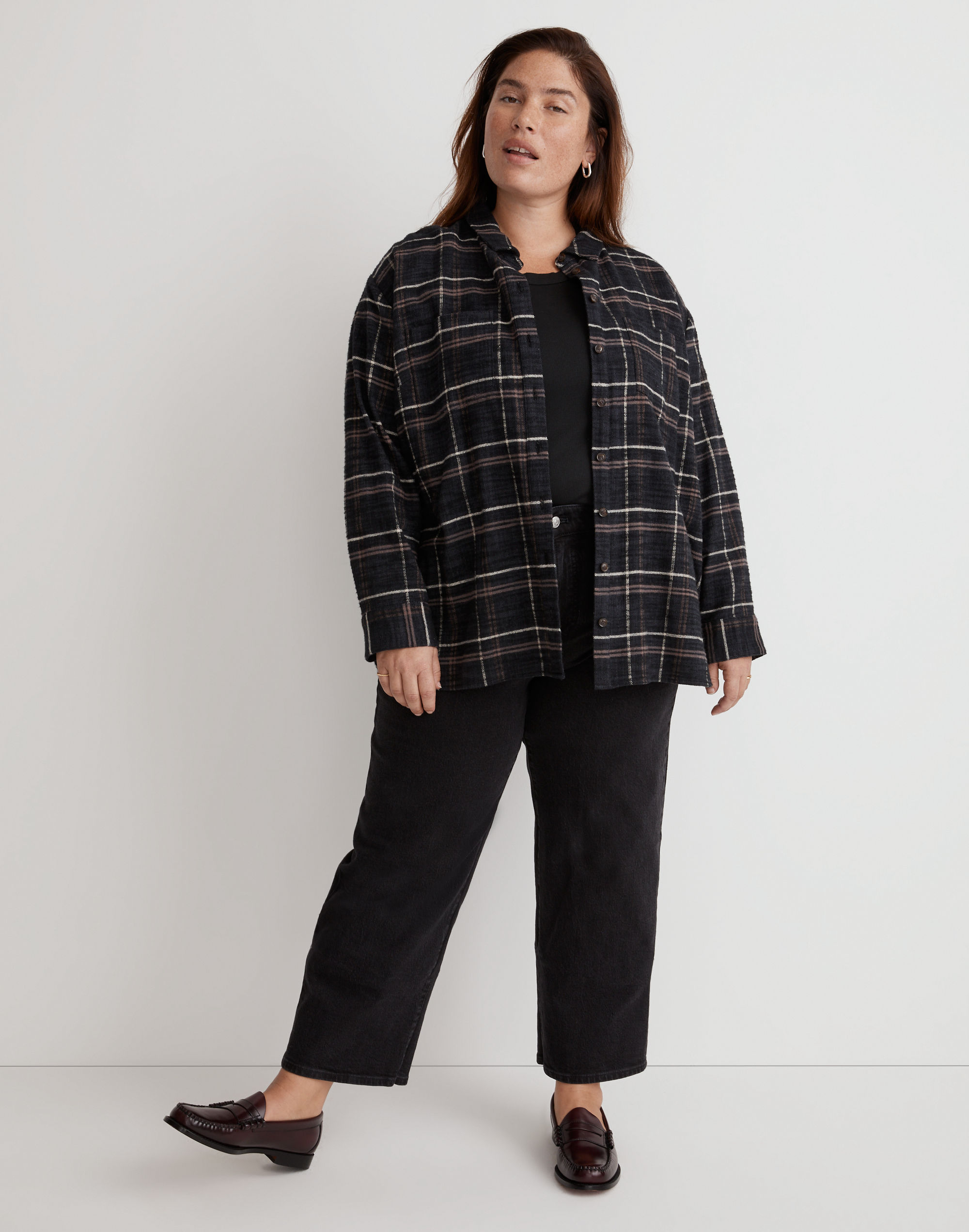 plus slub flannel sunday shirt
