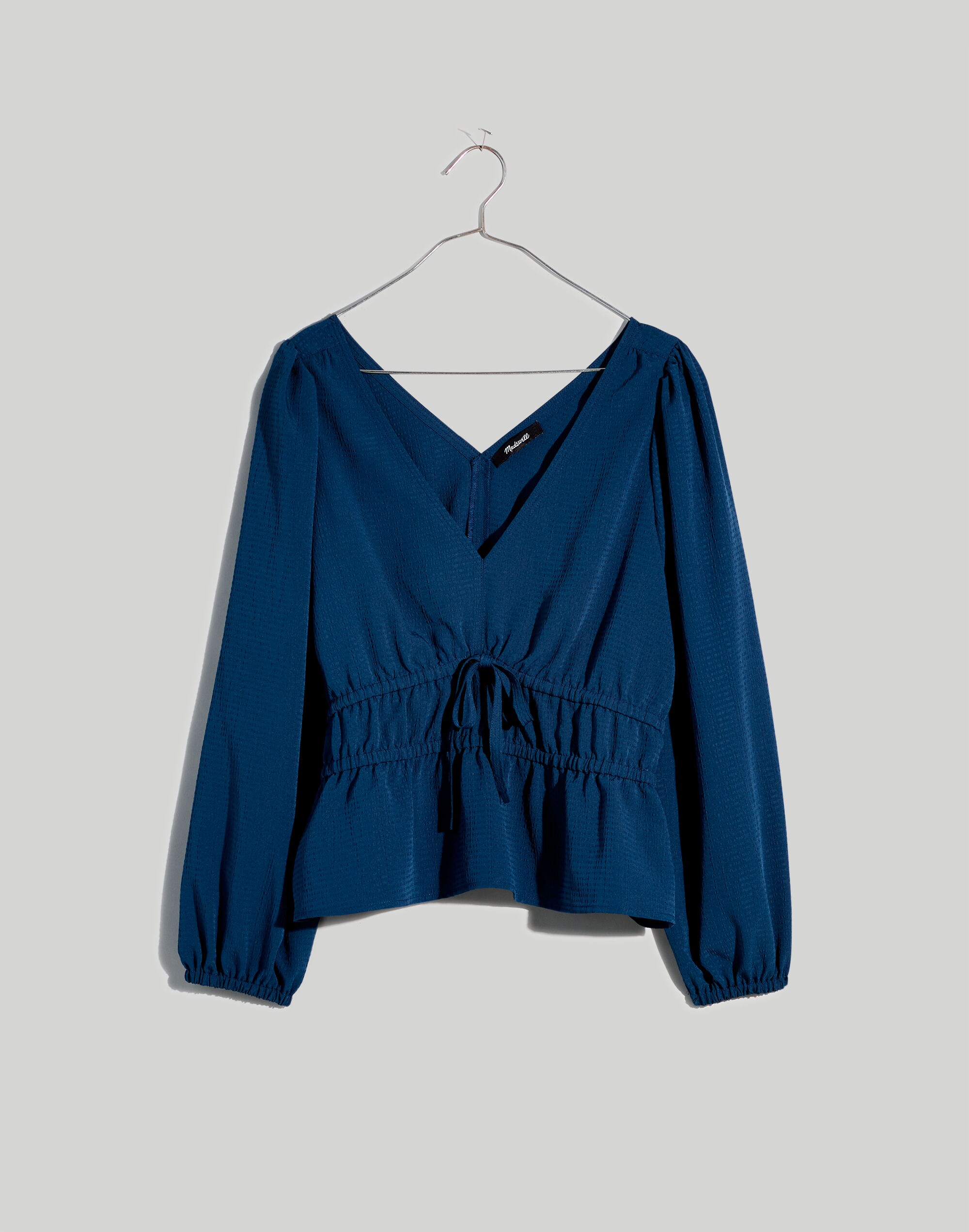 Plus Seersucker V-Neck Peplum Top | Madewell