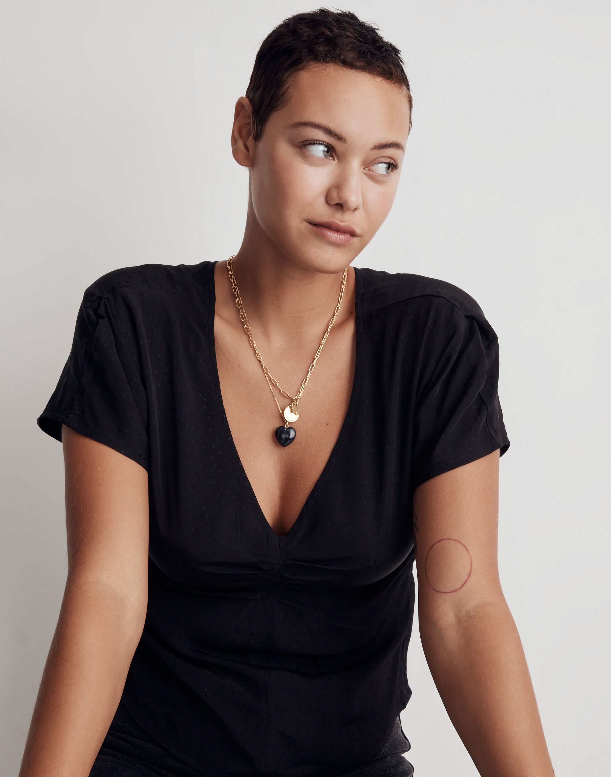 Stone Collection Heart Pendant Necklace Set