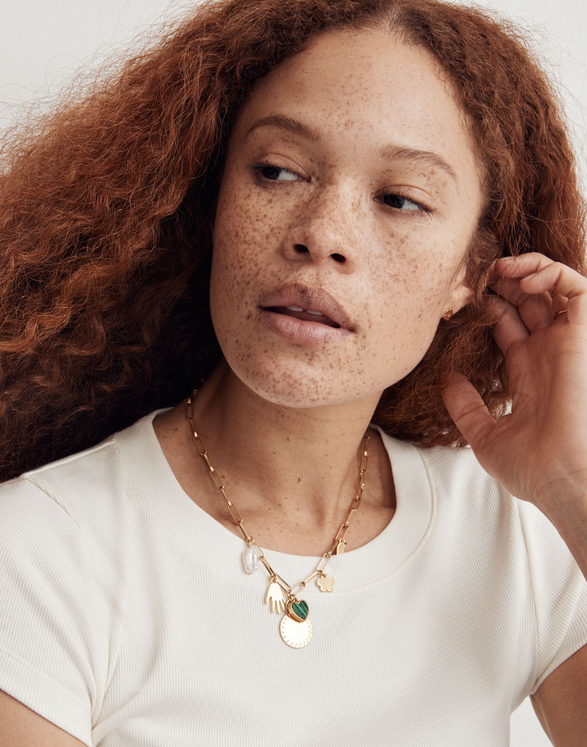 Freshwater Pearl Malachite Charm Necklace