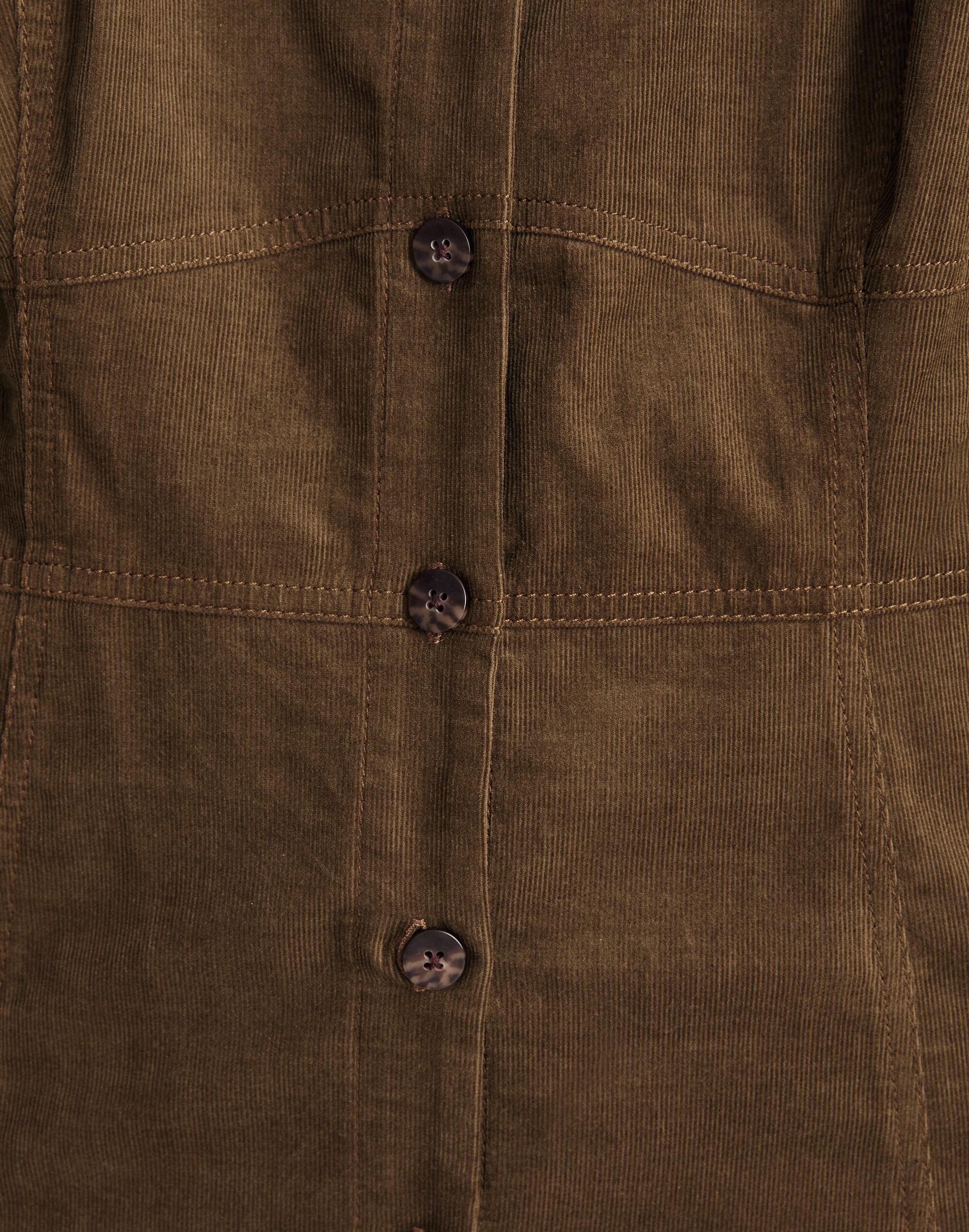 Plus Corduroy Seamed Long-Sleeve Mini Dress