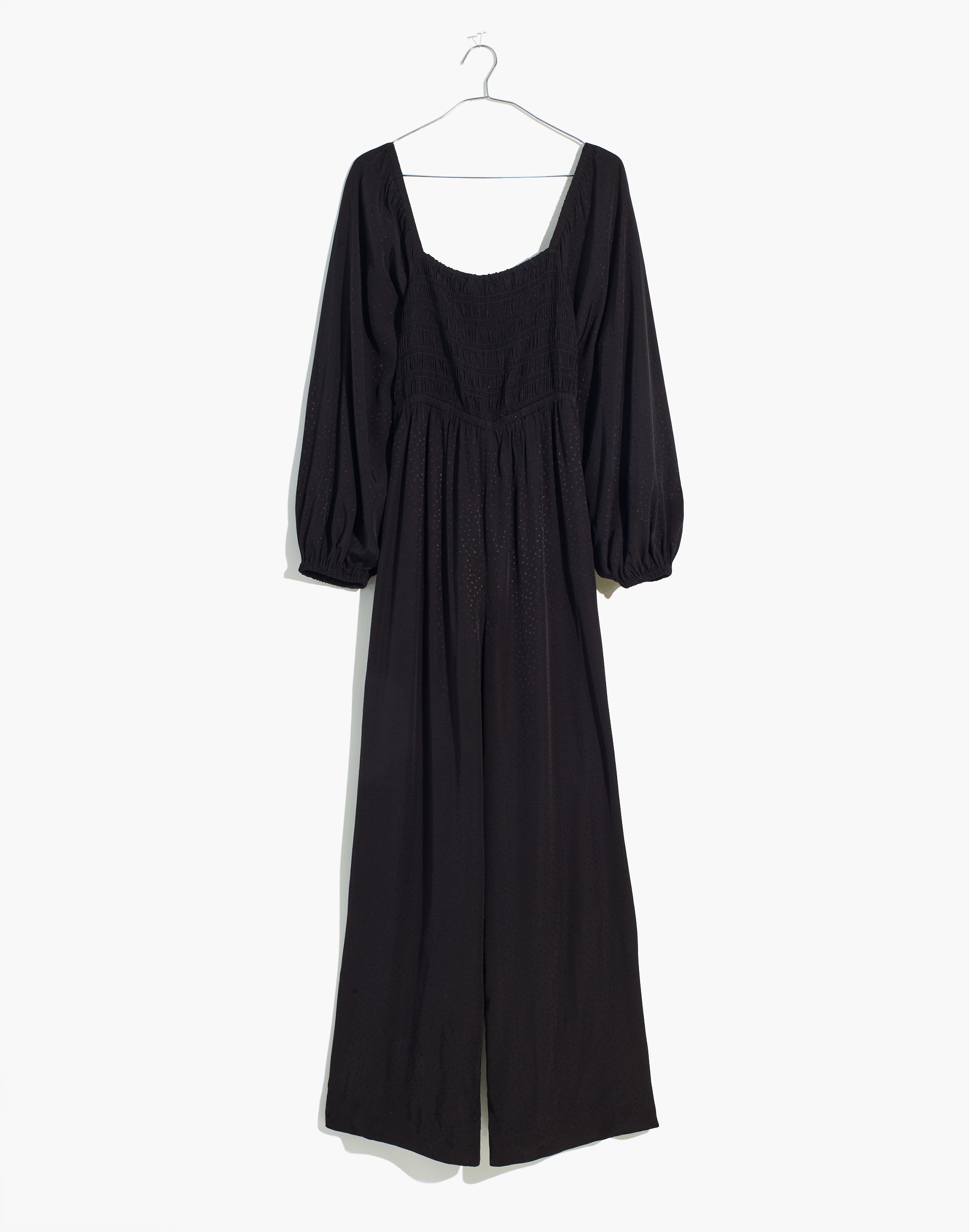 plus lucie tie-back long-sleeve jumpsuit in star jacquard