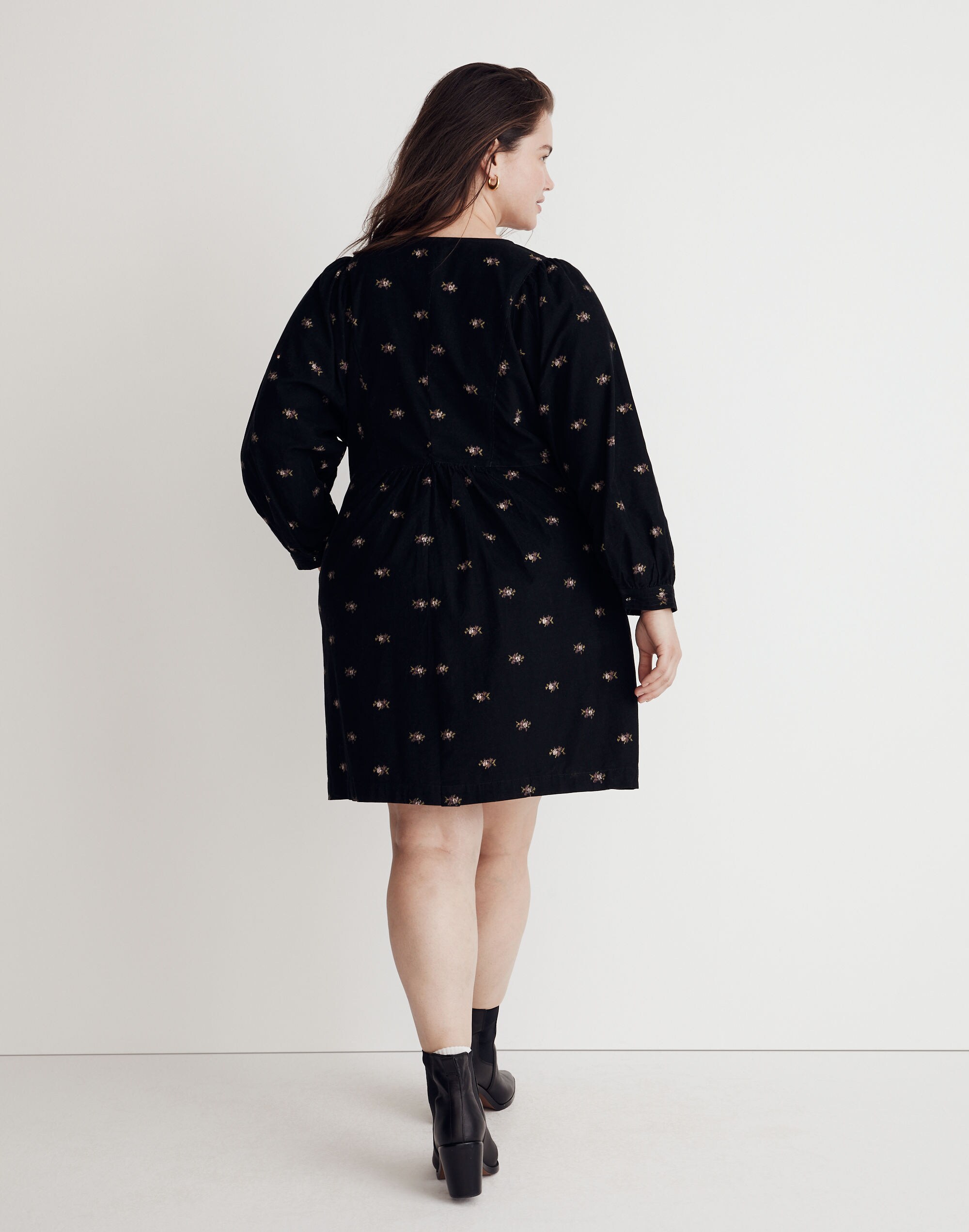 Plus Corduroy Quilted-Bib Mini Dress in Blurred Ikat | Madewell