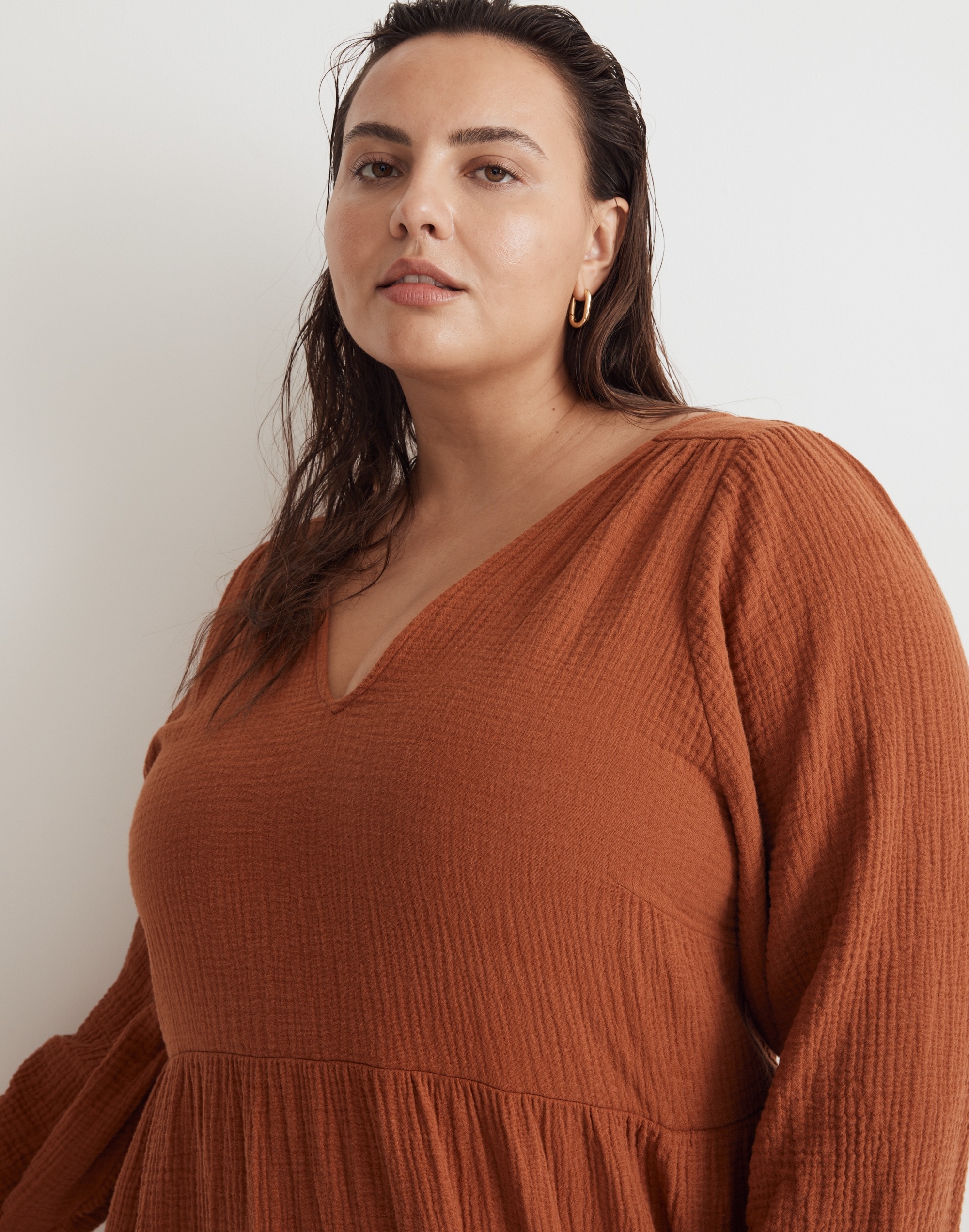 Plus Lightspun V-Neck Midi Dress