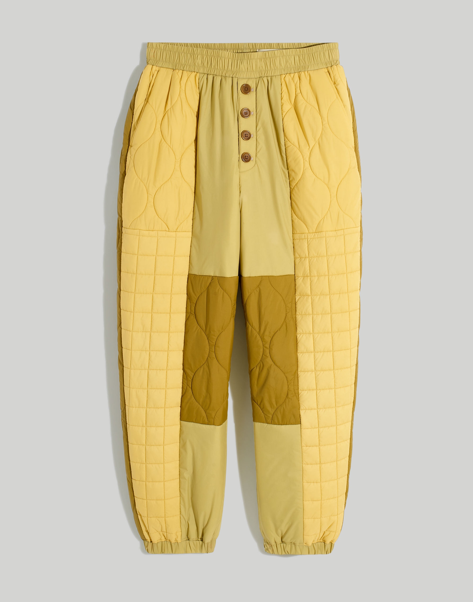 Patchwork-Quilted Tapered Joggers