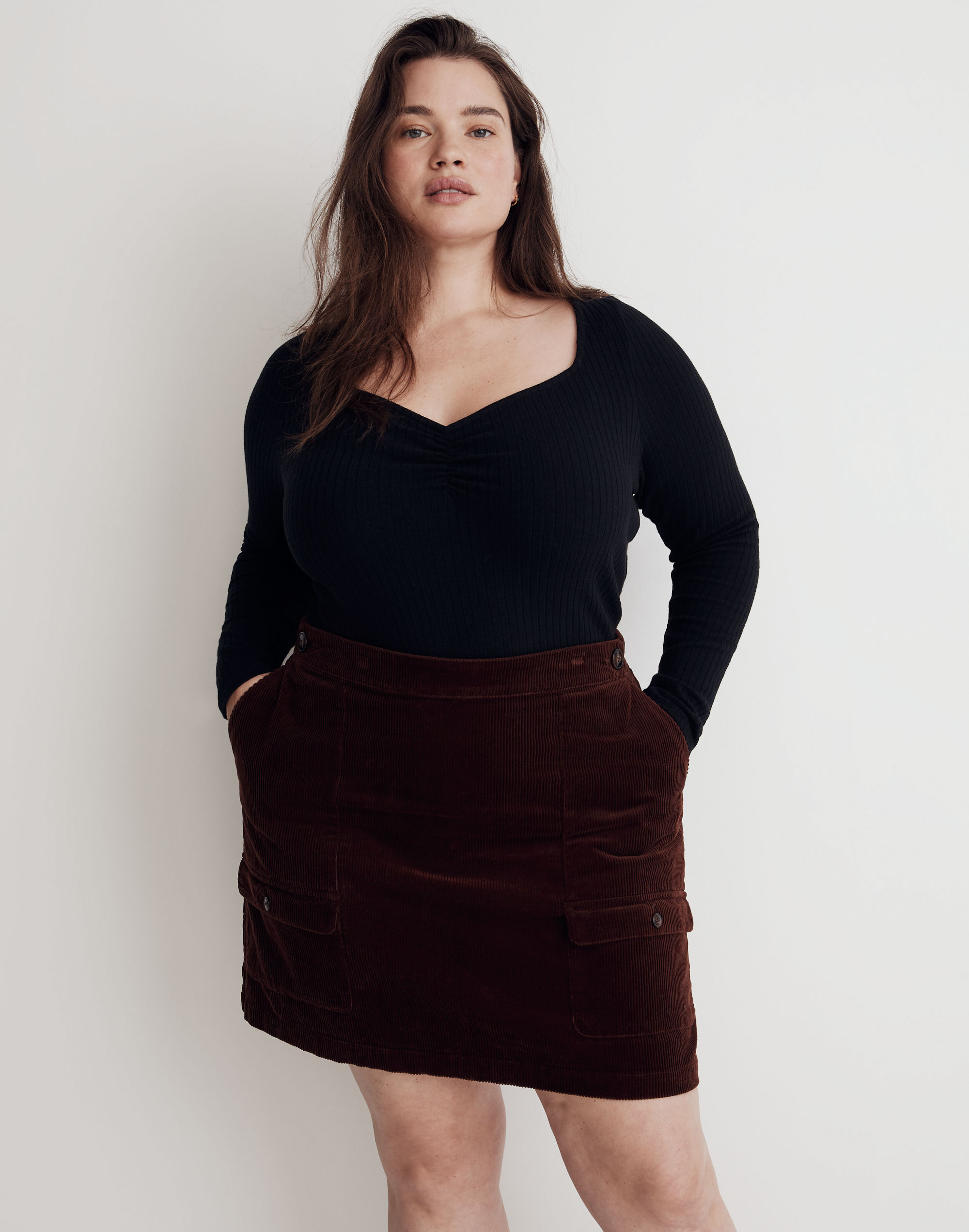 Plus Corduroy Mini Skirt