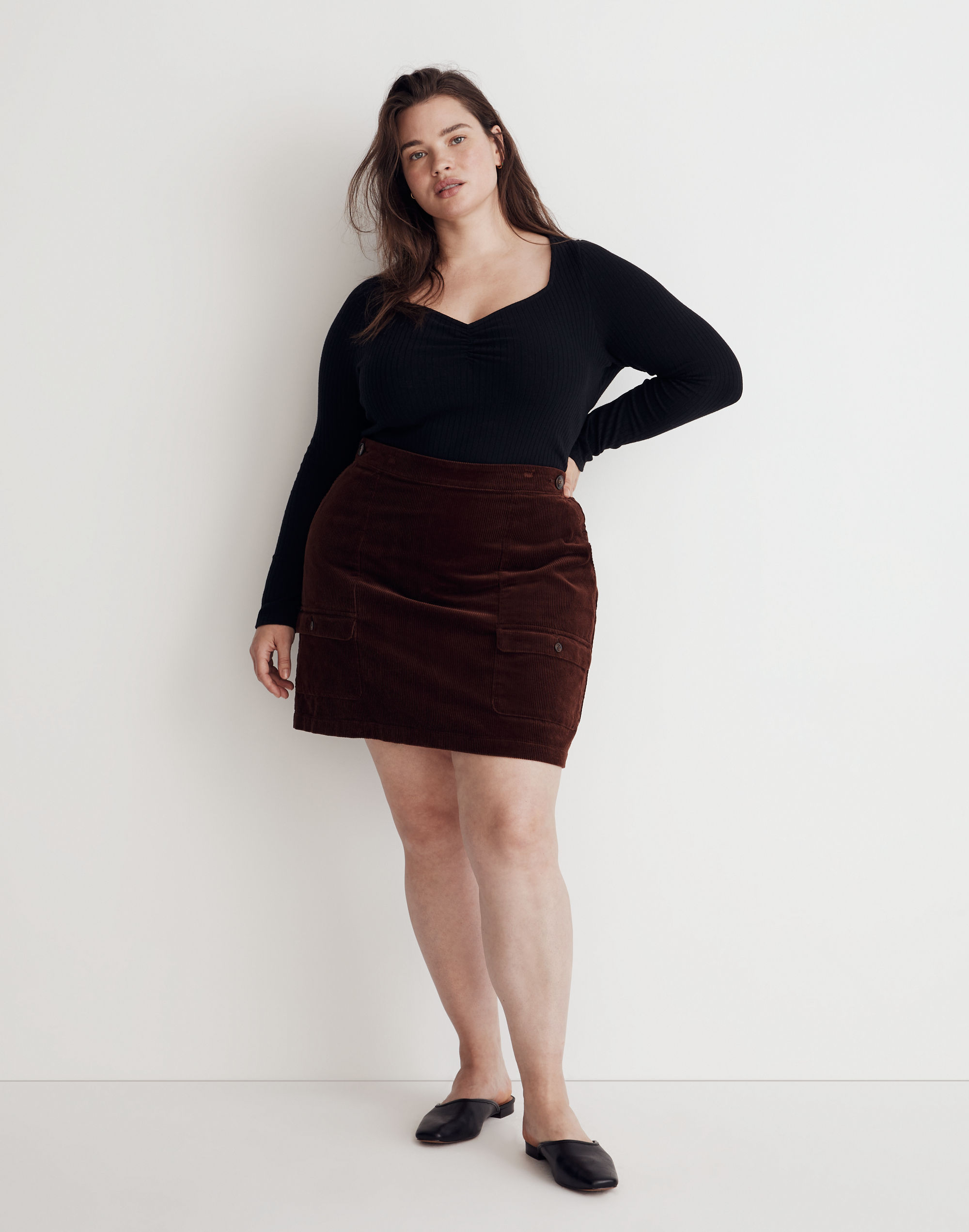 Plus Corduroy Mini Skirt