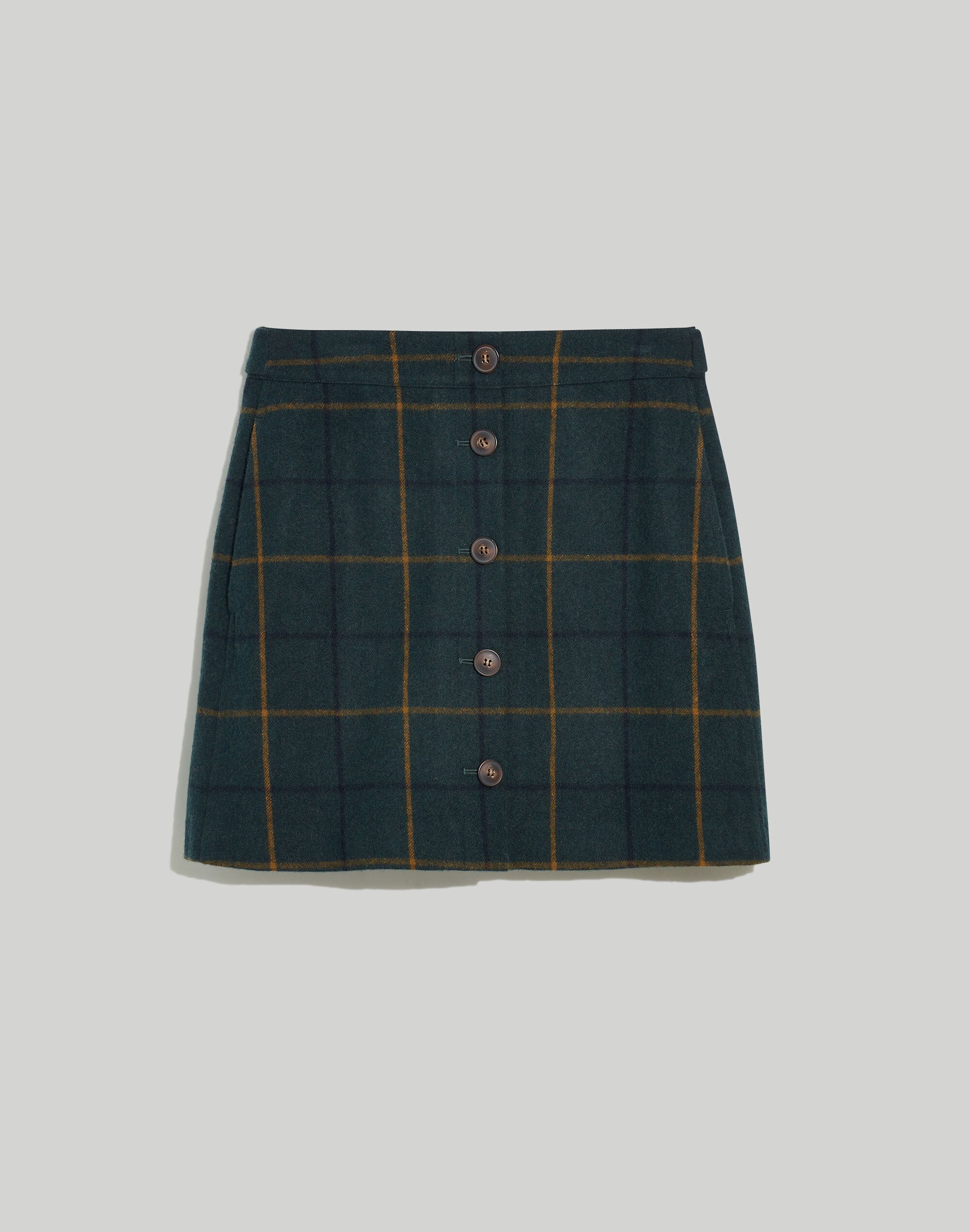 Plus Wool Button-Front Mini Skirt