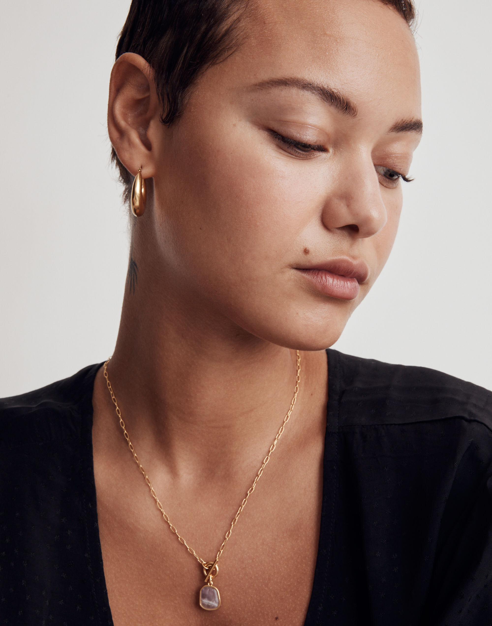 Stone Collection Paperclip Pendant Necklace