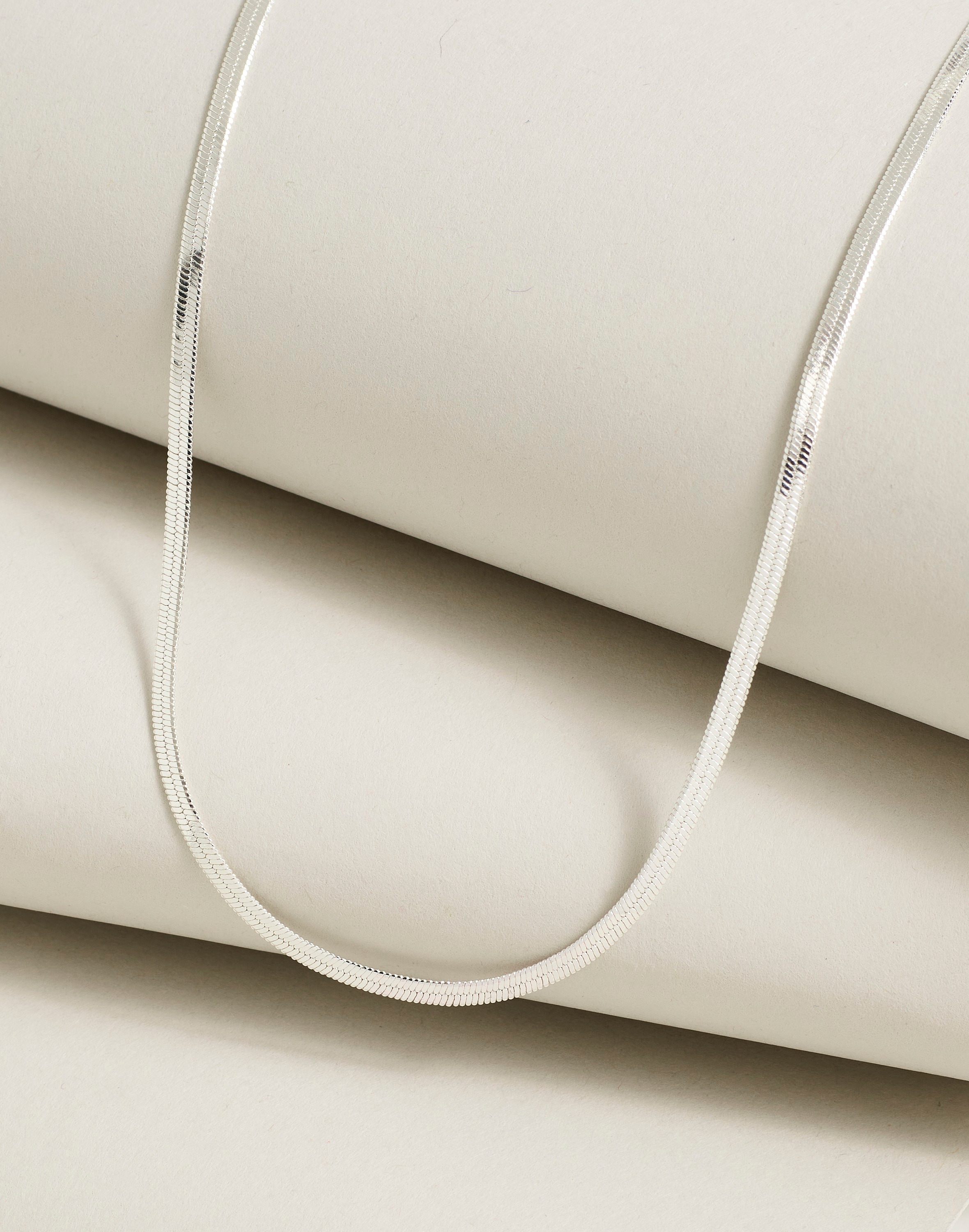 Mw Delicate Collection Demi-fine Skinny Herringbone Chain In Polished Silver