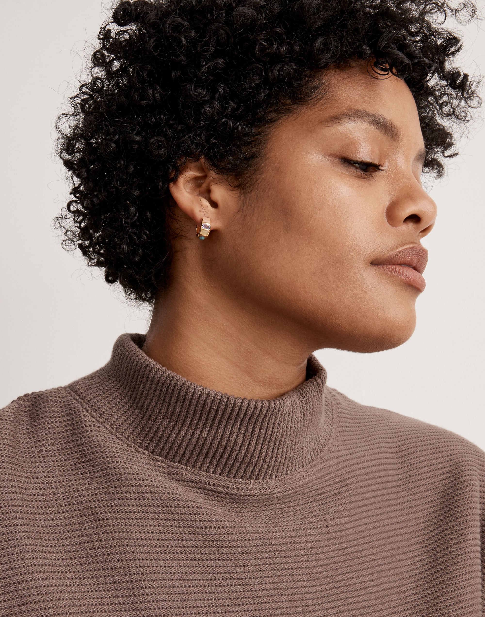 Semiprecious Huggie Hoop Earrings