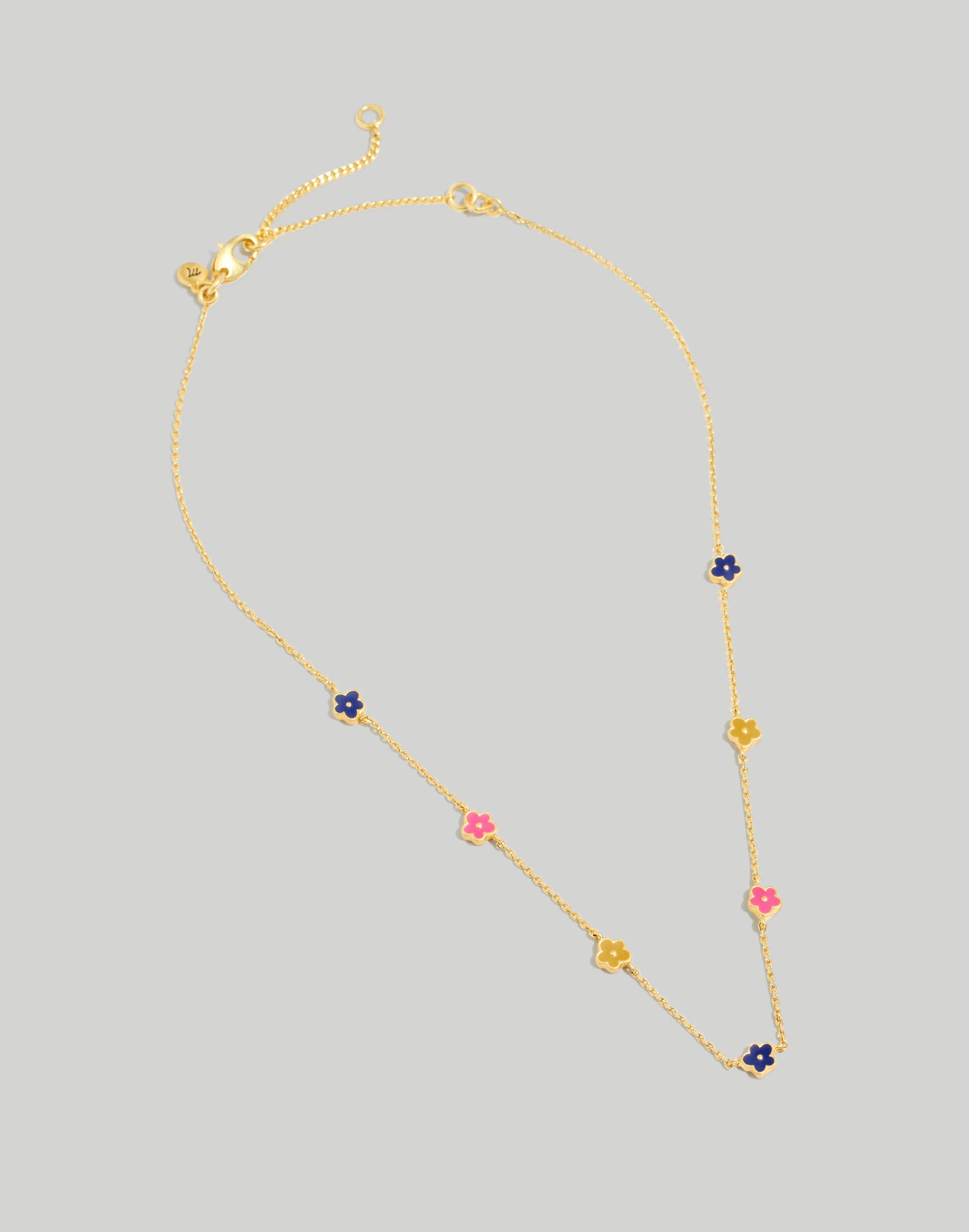 Enamel Daisy Station Necklace