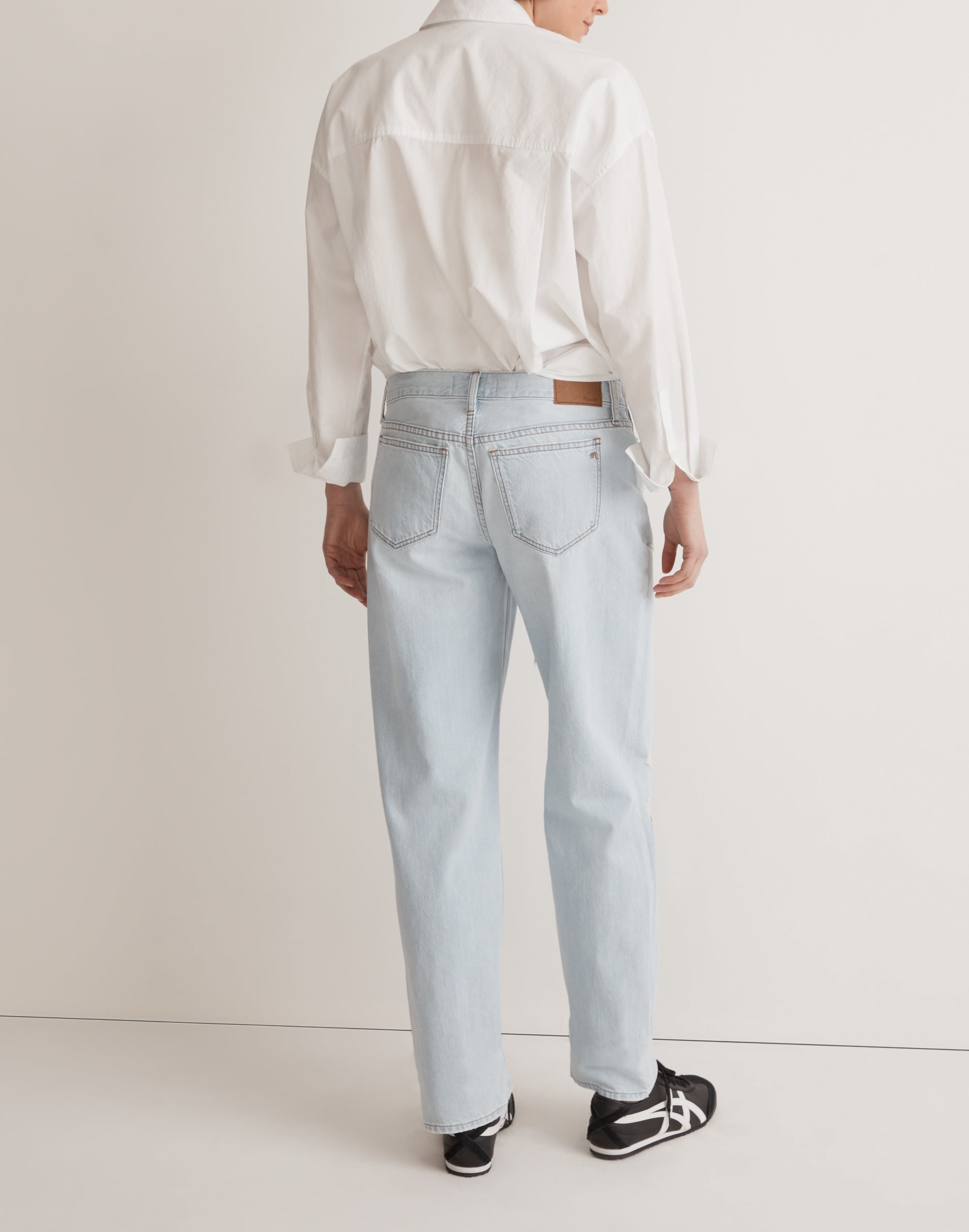 The Maternity Side-Panel Slouchy Boyjean in Wrightlane Wash: Ripped Edition