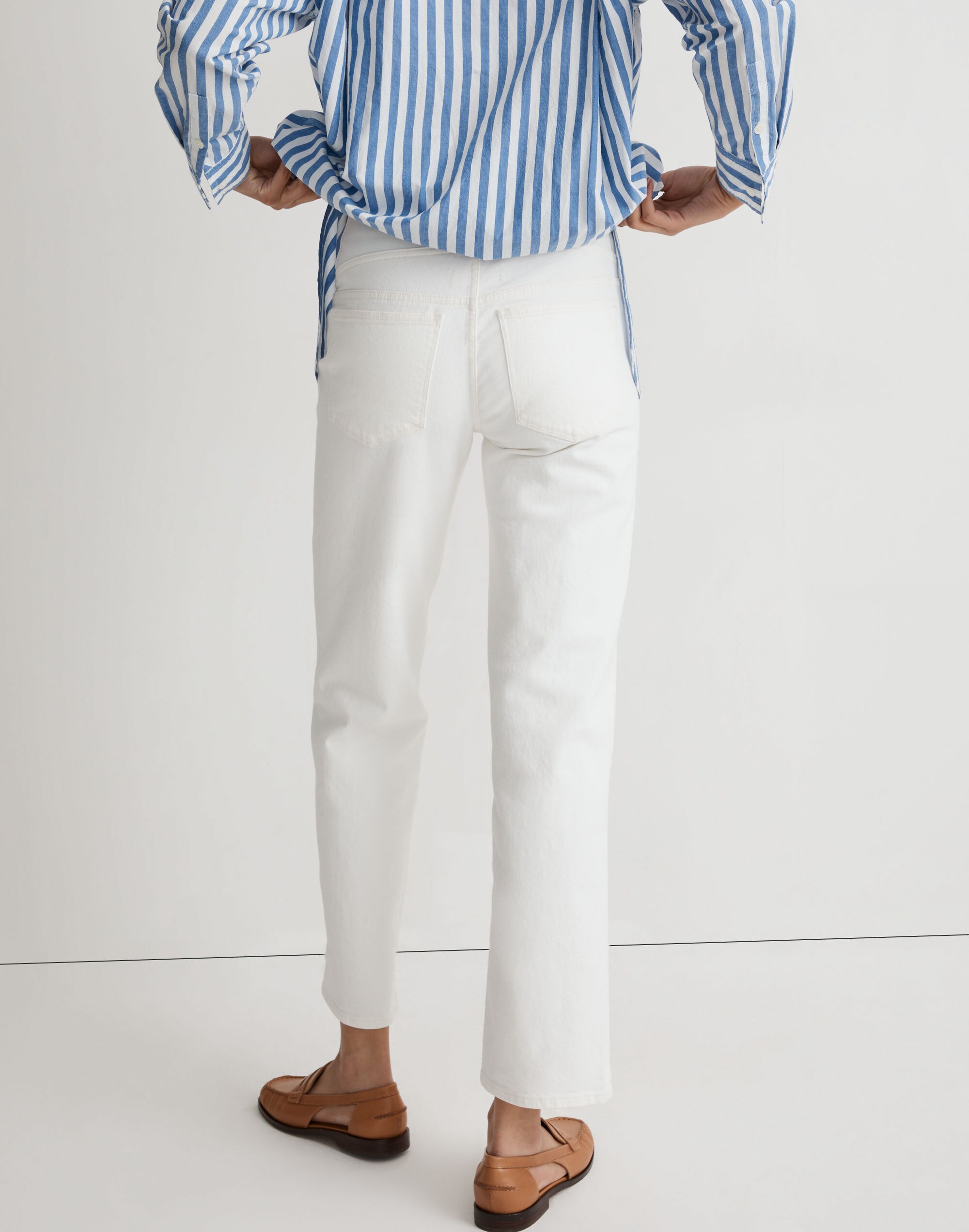 Maternity Over-the-Belly Perfect Vintage Straight Jean in Tile White