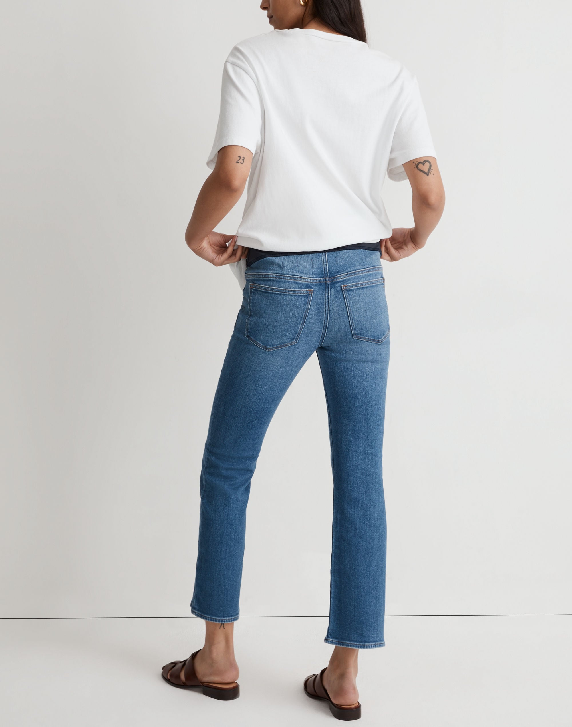 Maternity Over-the-Belly Kick Out Crop Jeans in Cherryville Wash