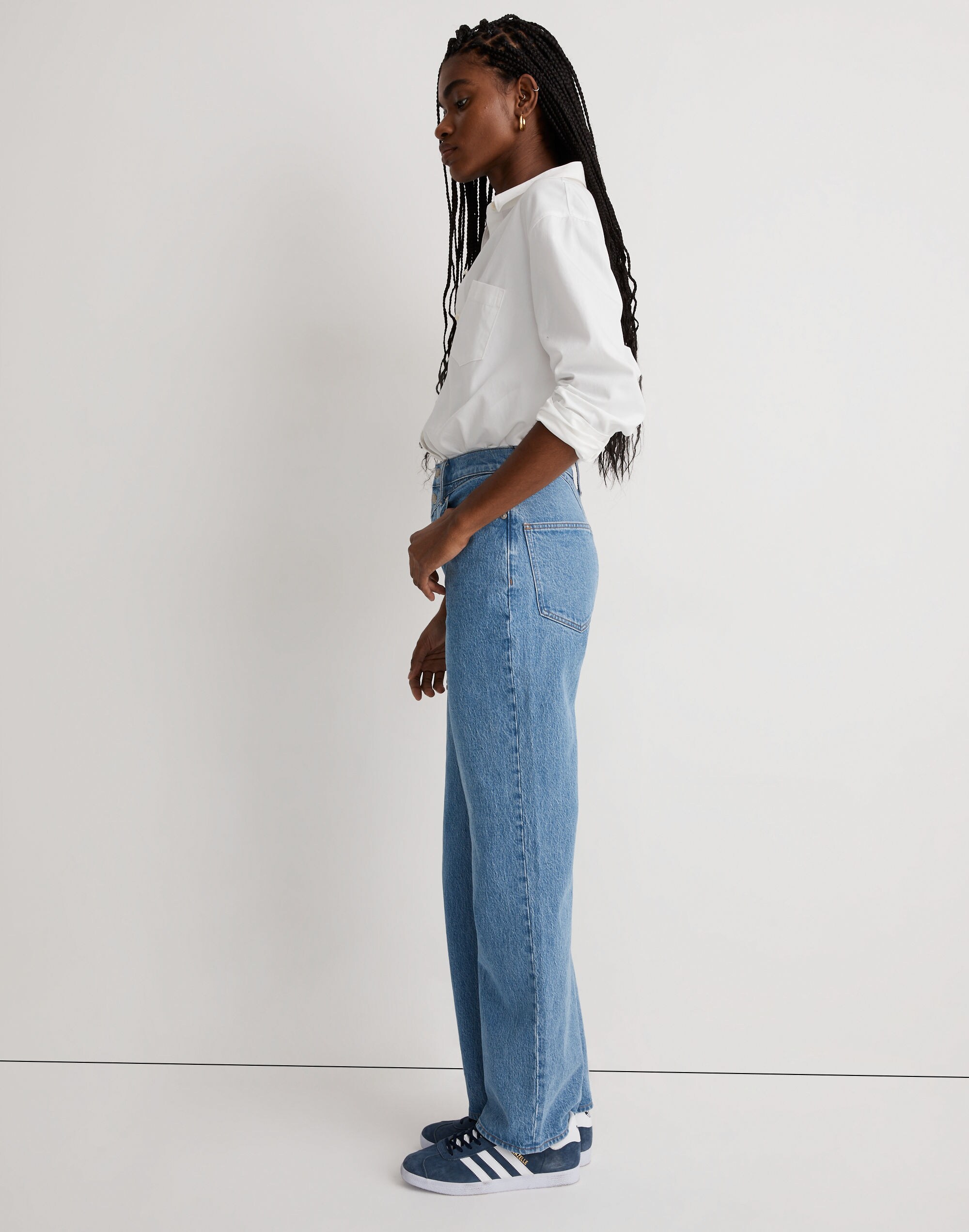 The Perfect Vintage Wide-Leg Jean in Harding Wash: Button-Fly Edition