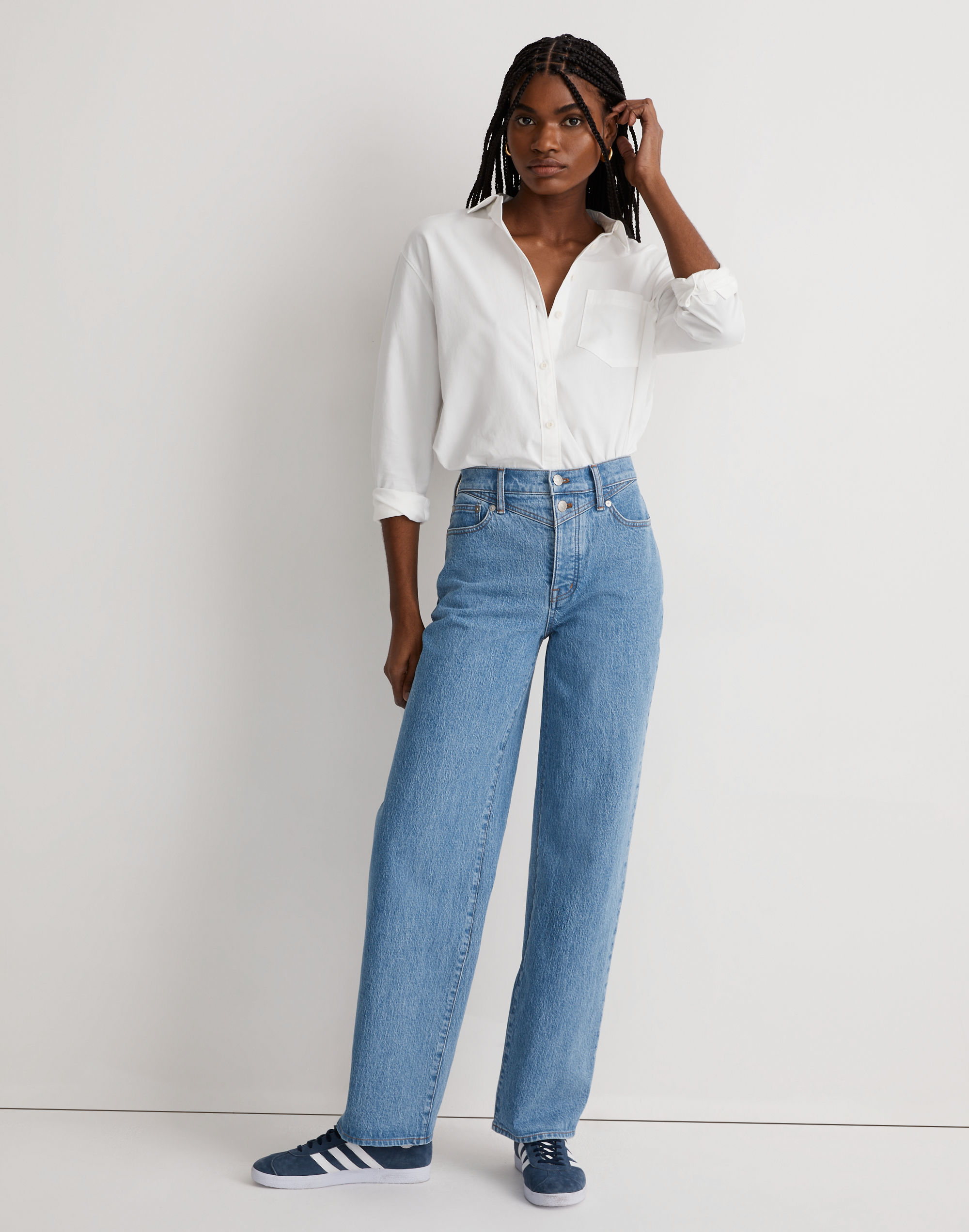 The Perfect Vintage Wide-Leg Jean in Harding Wash: Button-Fly Edition