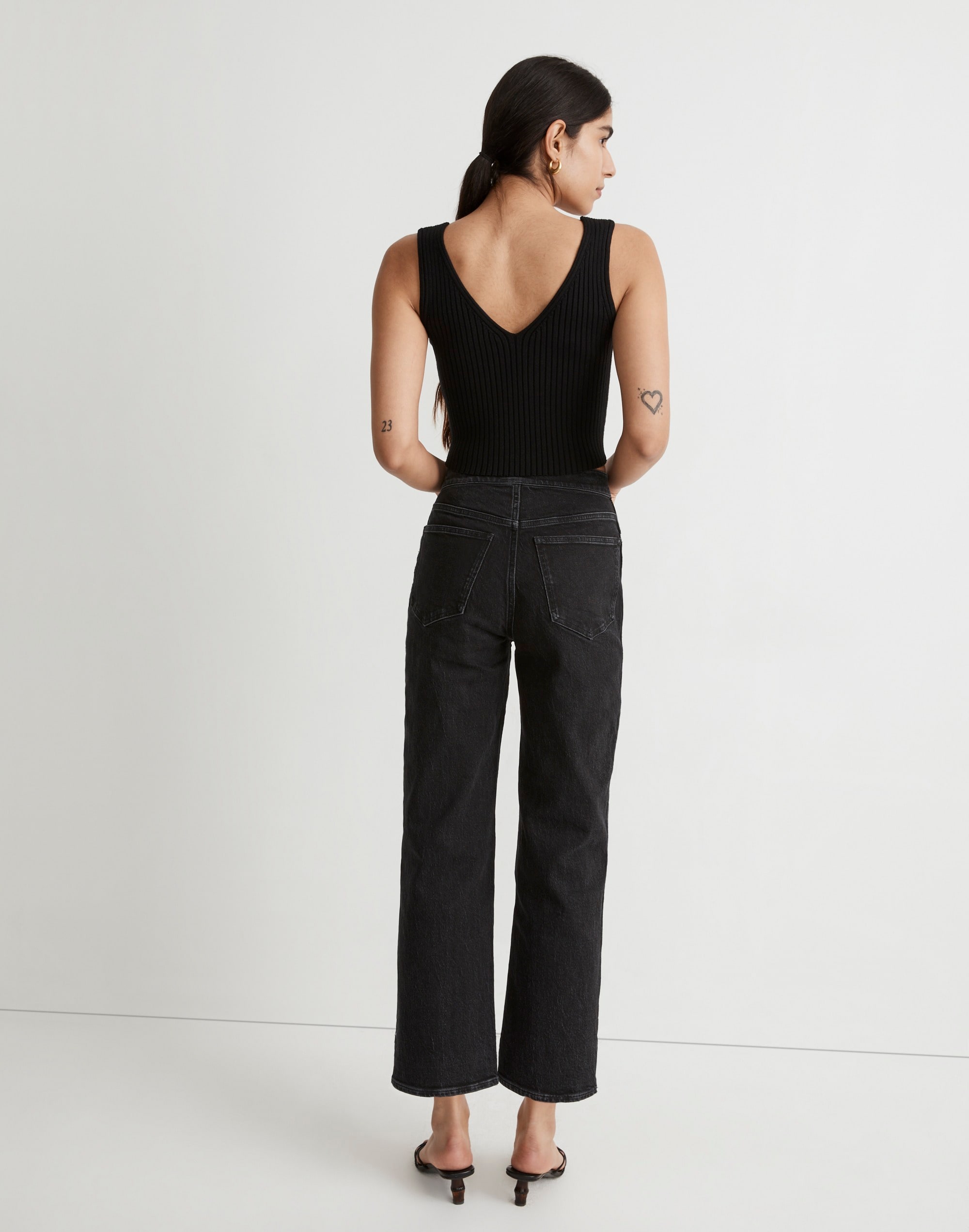 The Perfect Vintage Wide-Leg Crop Jean in Stone Black Wash