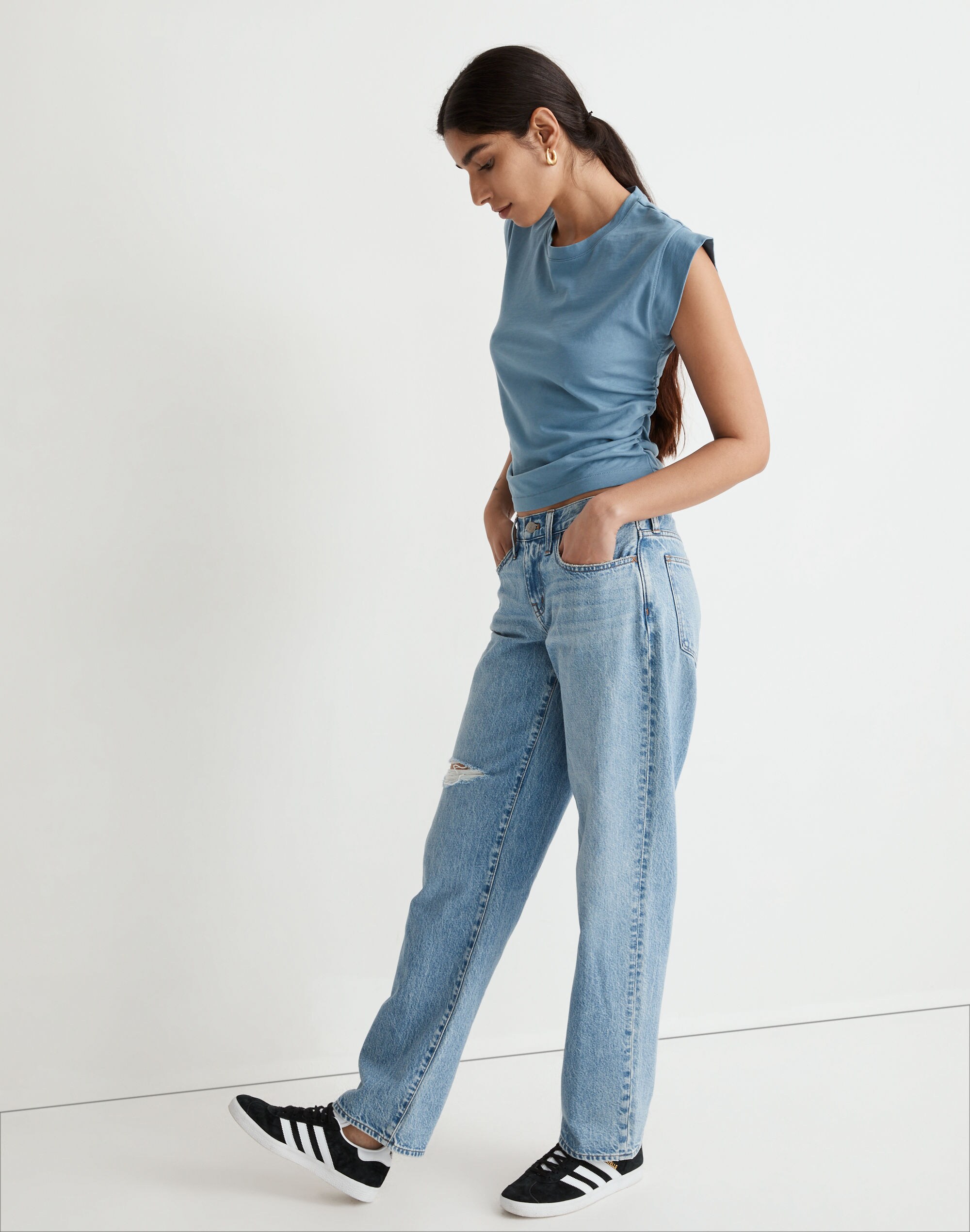 Low-Rise Baggy Straight Jeans in Heresford Wash Alternate Image 1