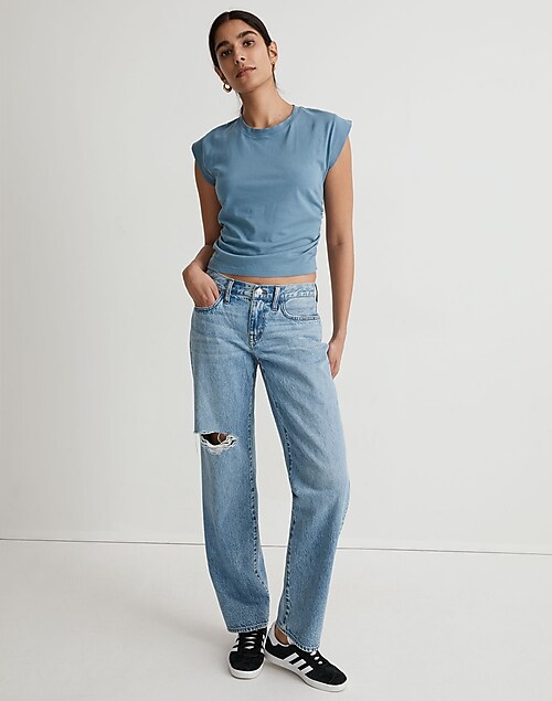 Low-Rise Baggy Straight Jeans in Heresford Wash