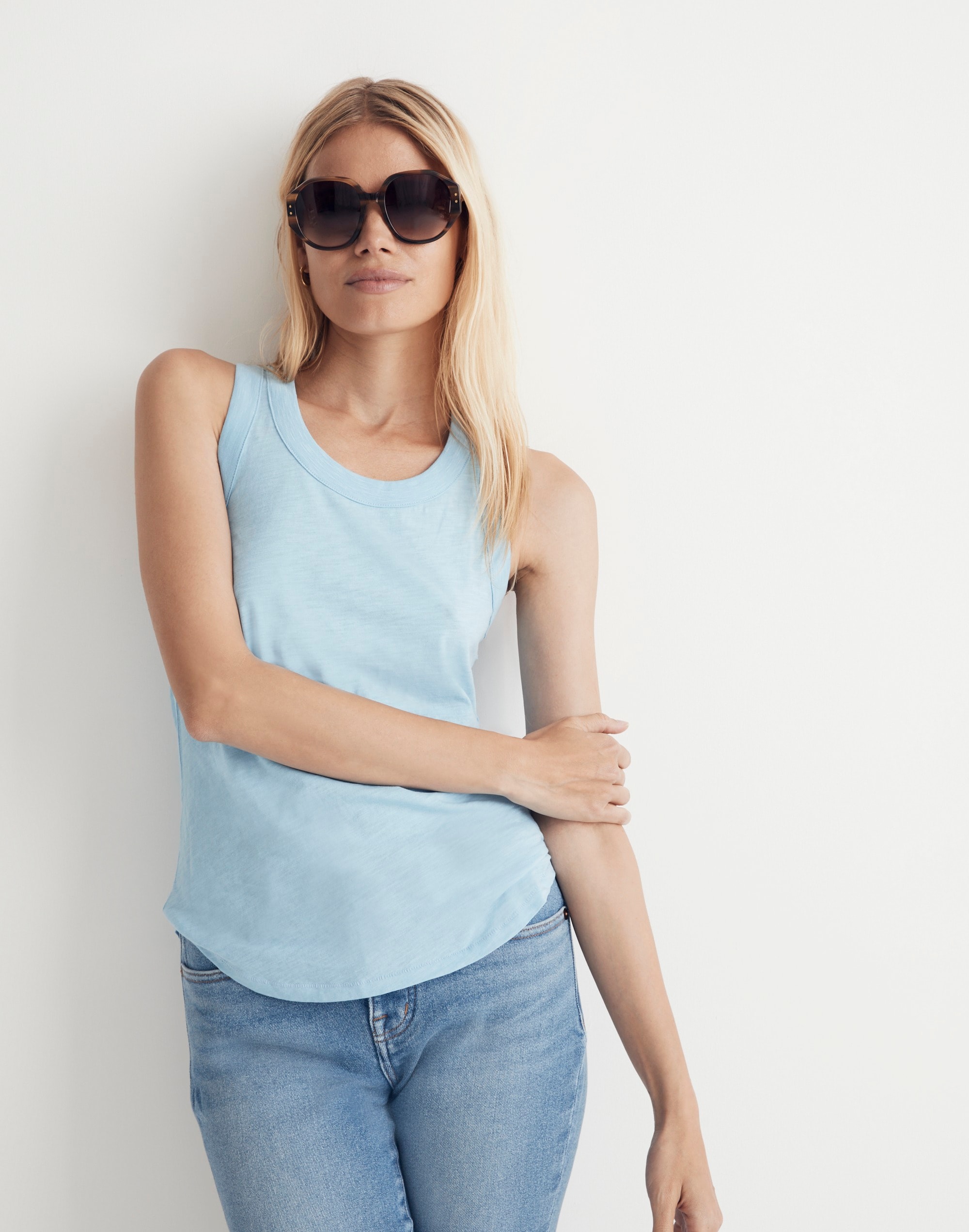 Mw Whisper Cotton Scoopneck Tank Top In Tropical Sky
