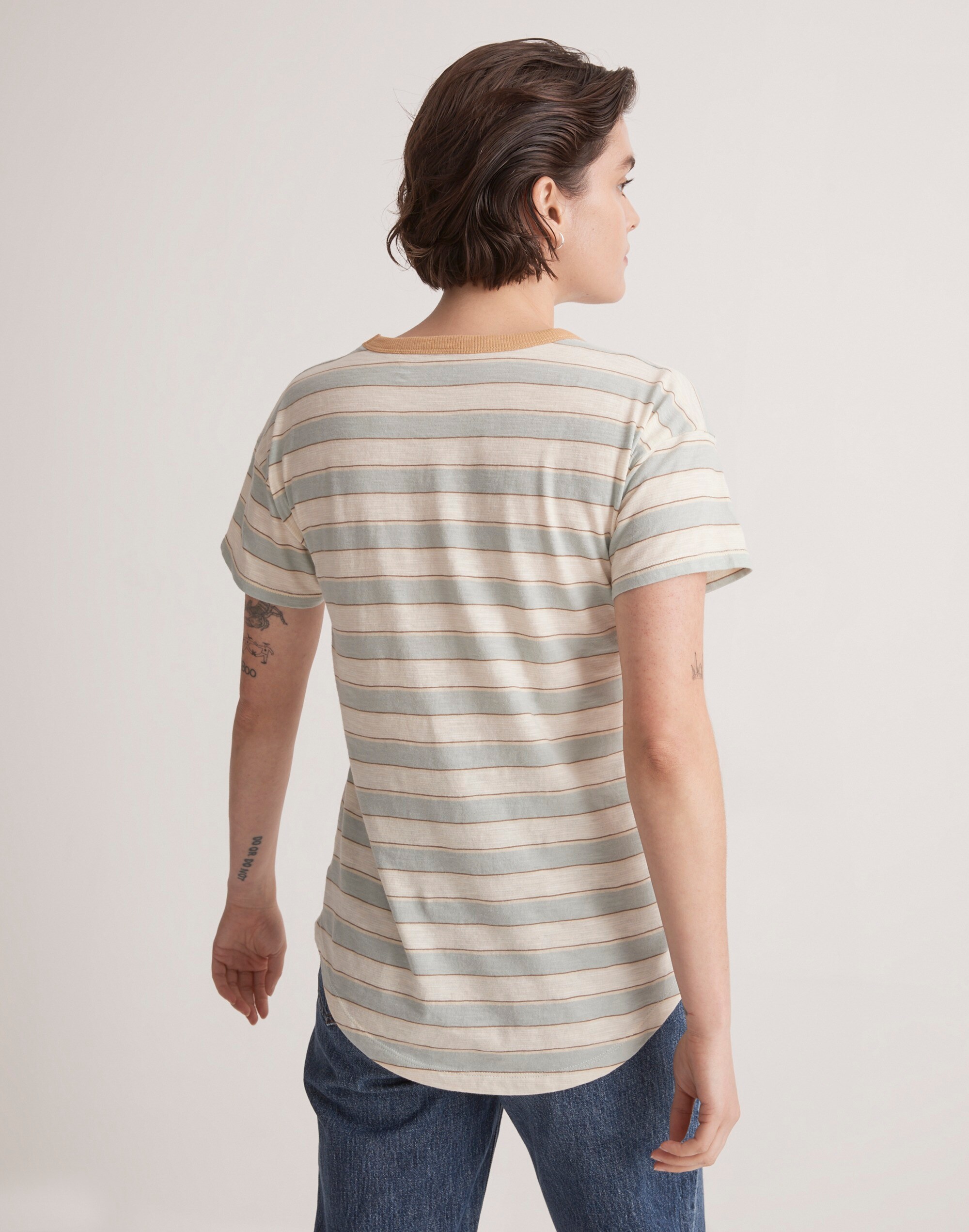 Whisper Cotton Crewneck Tee in Colewell Stripe