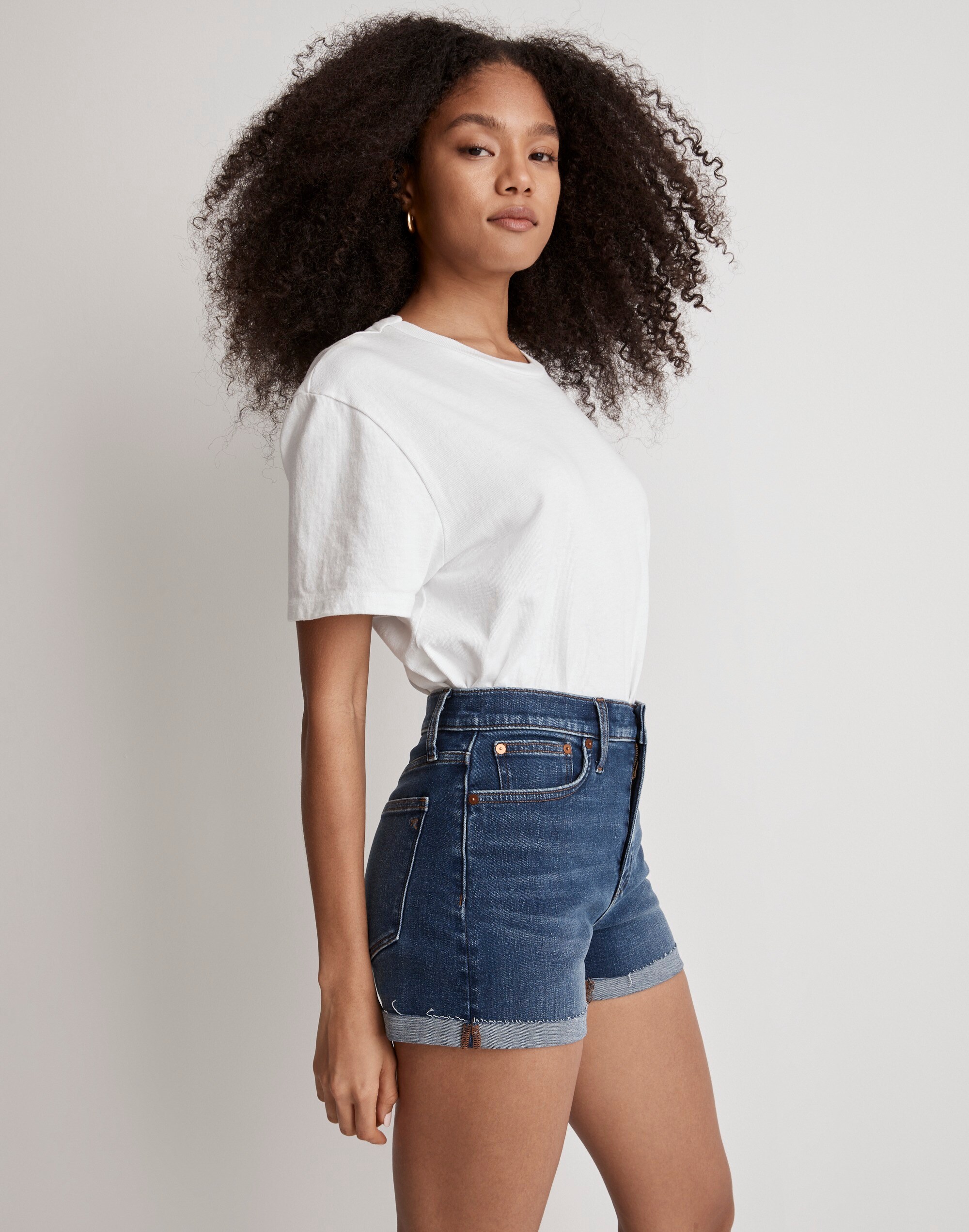 High-Rise Denim Shorts