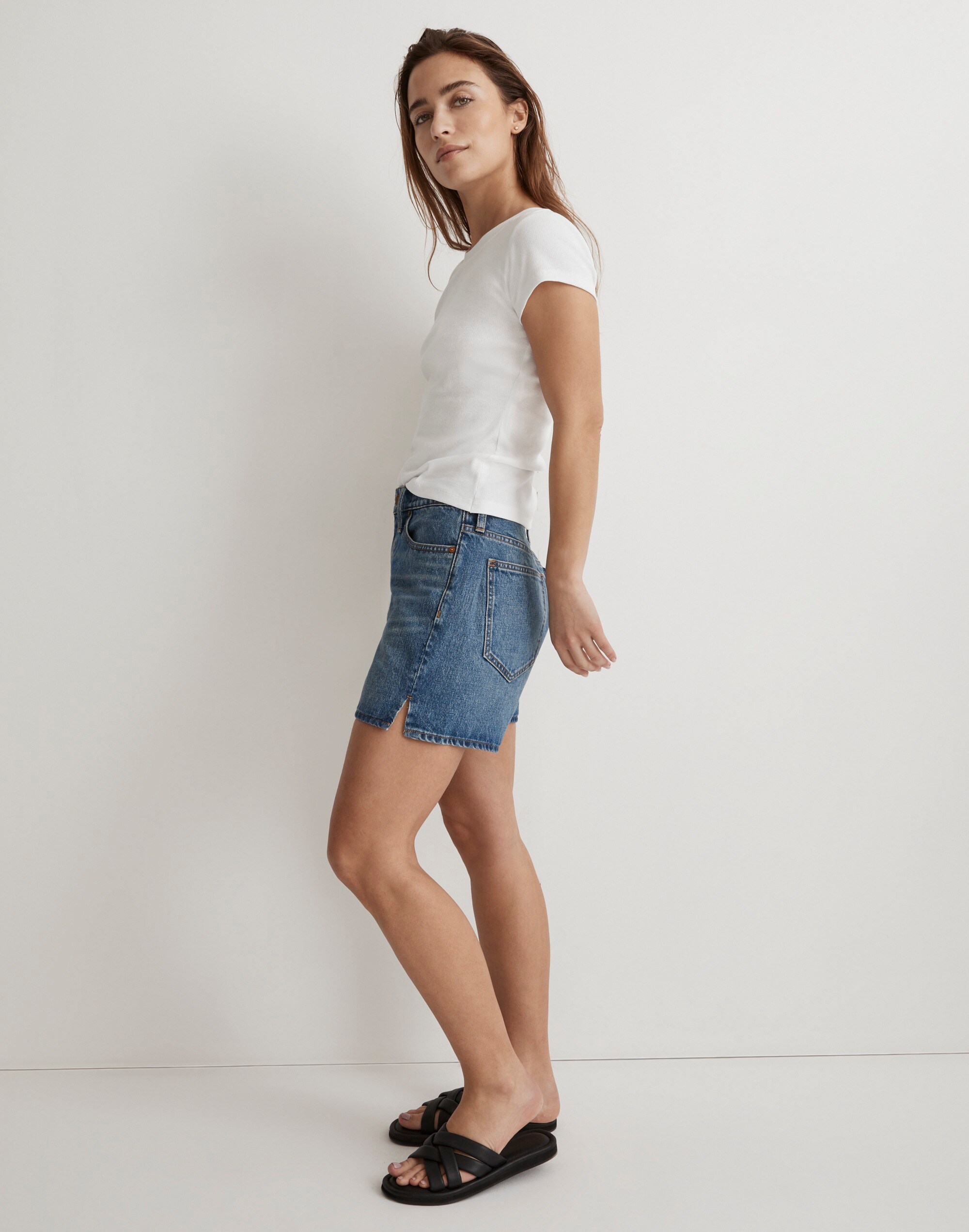 Relaxed Mid-Length Denim Shorts