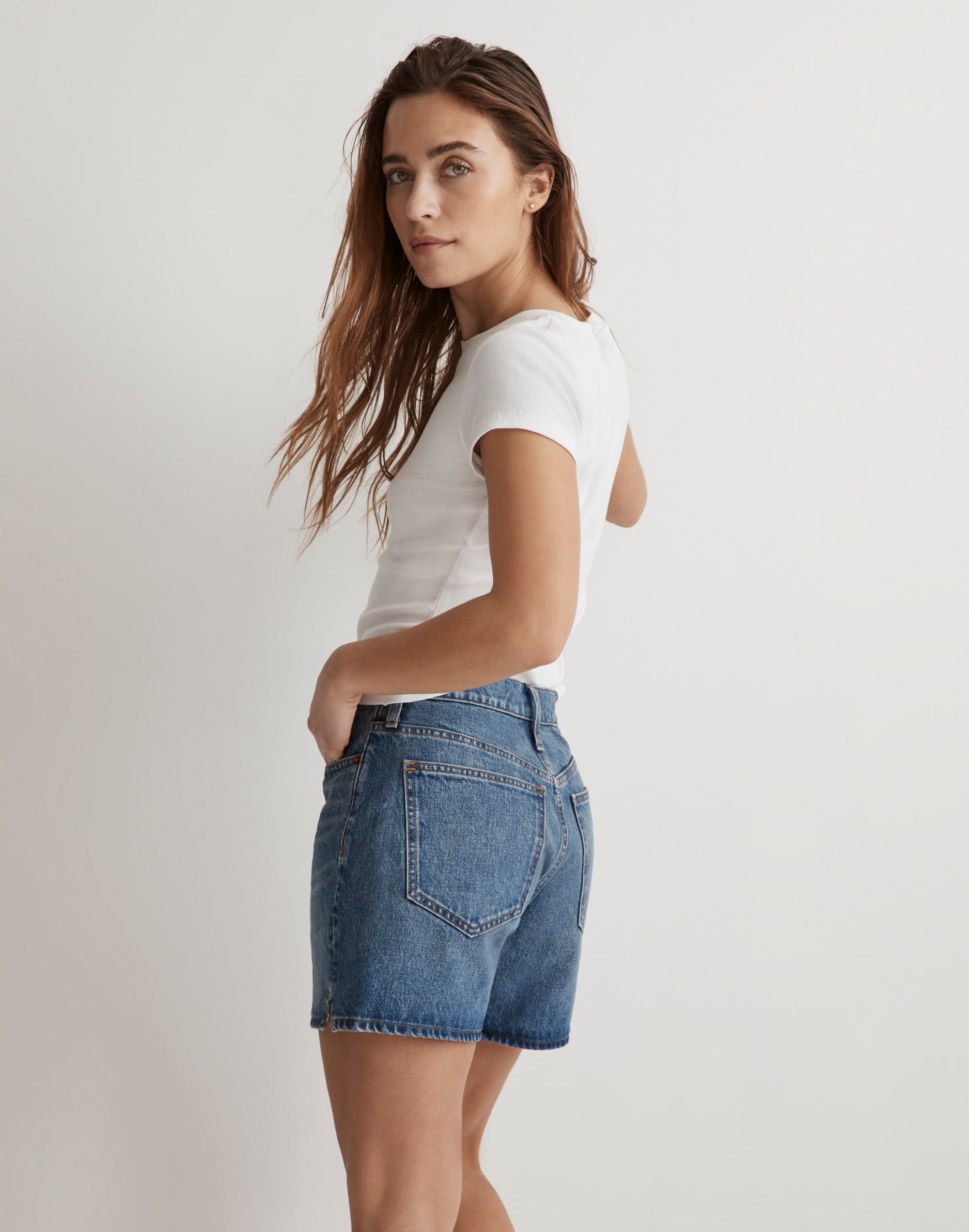 Relaxed Mid-Length Denim Shorts