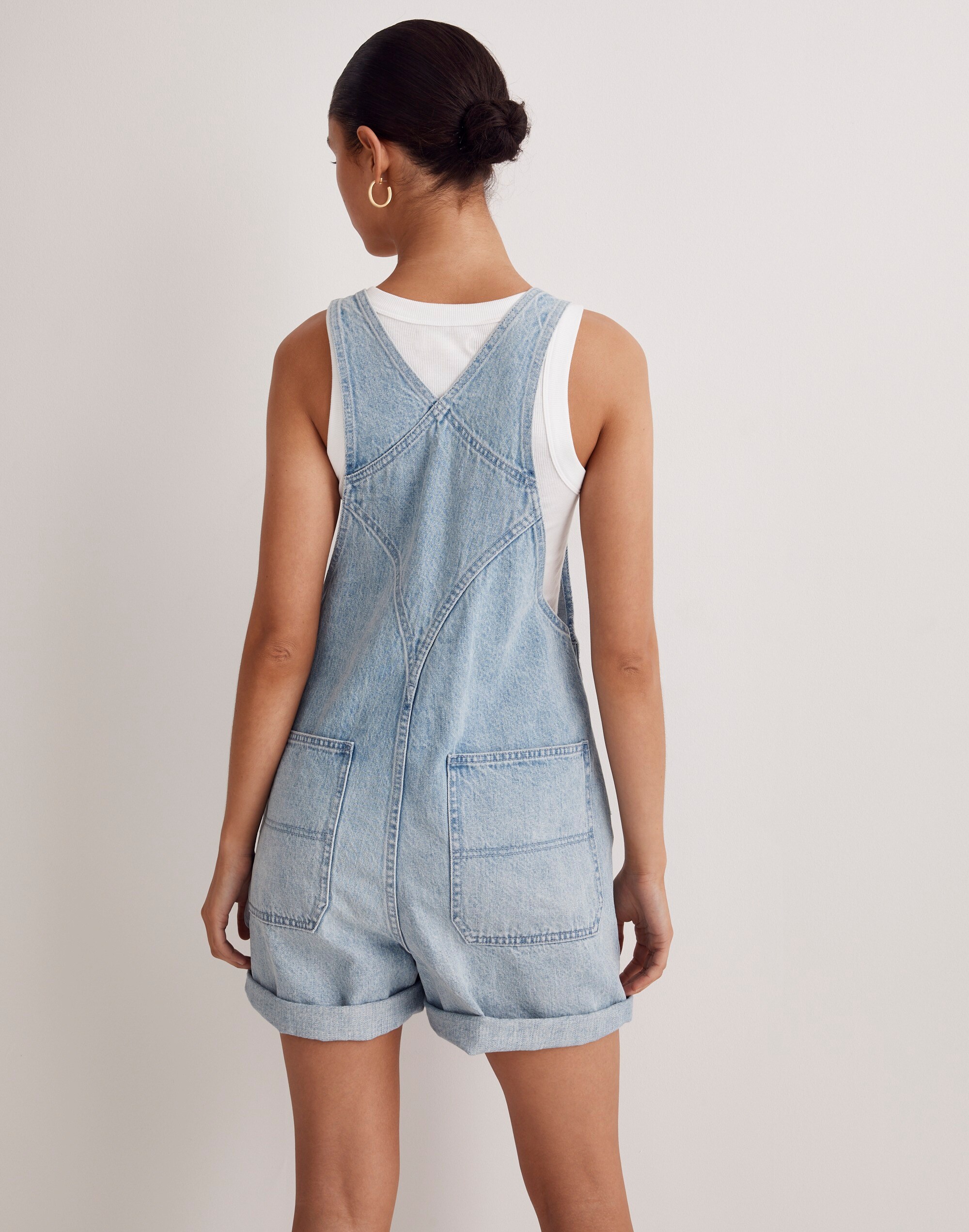 Denim Oversized Carpenter Shortalls in Lakebrook Wash