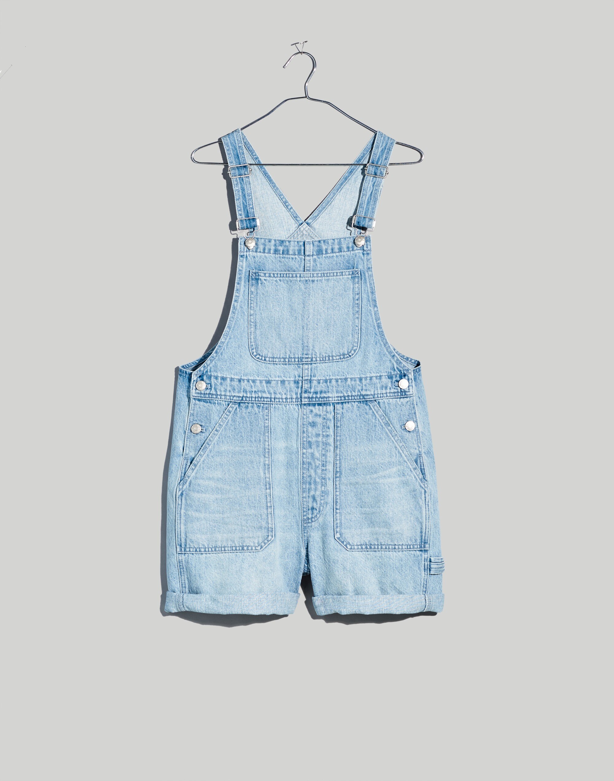 Denim Oversized Carpenter Shortalls in Lakebrook Wash