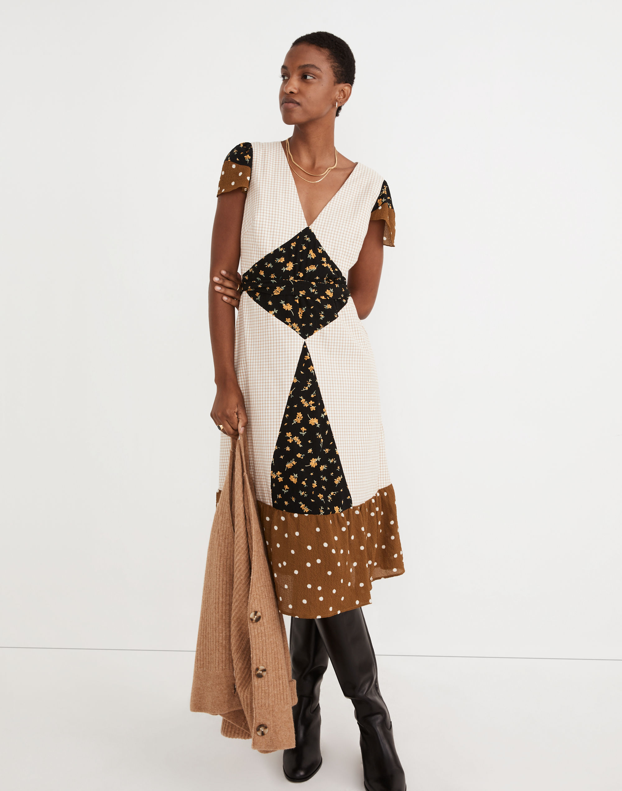 madewell x rentrayage upcycled patchwork maxi dress