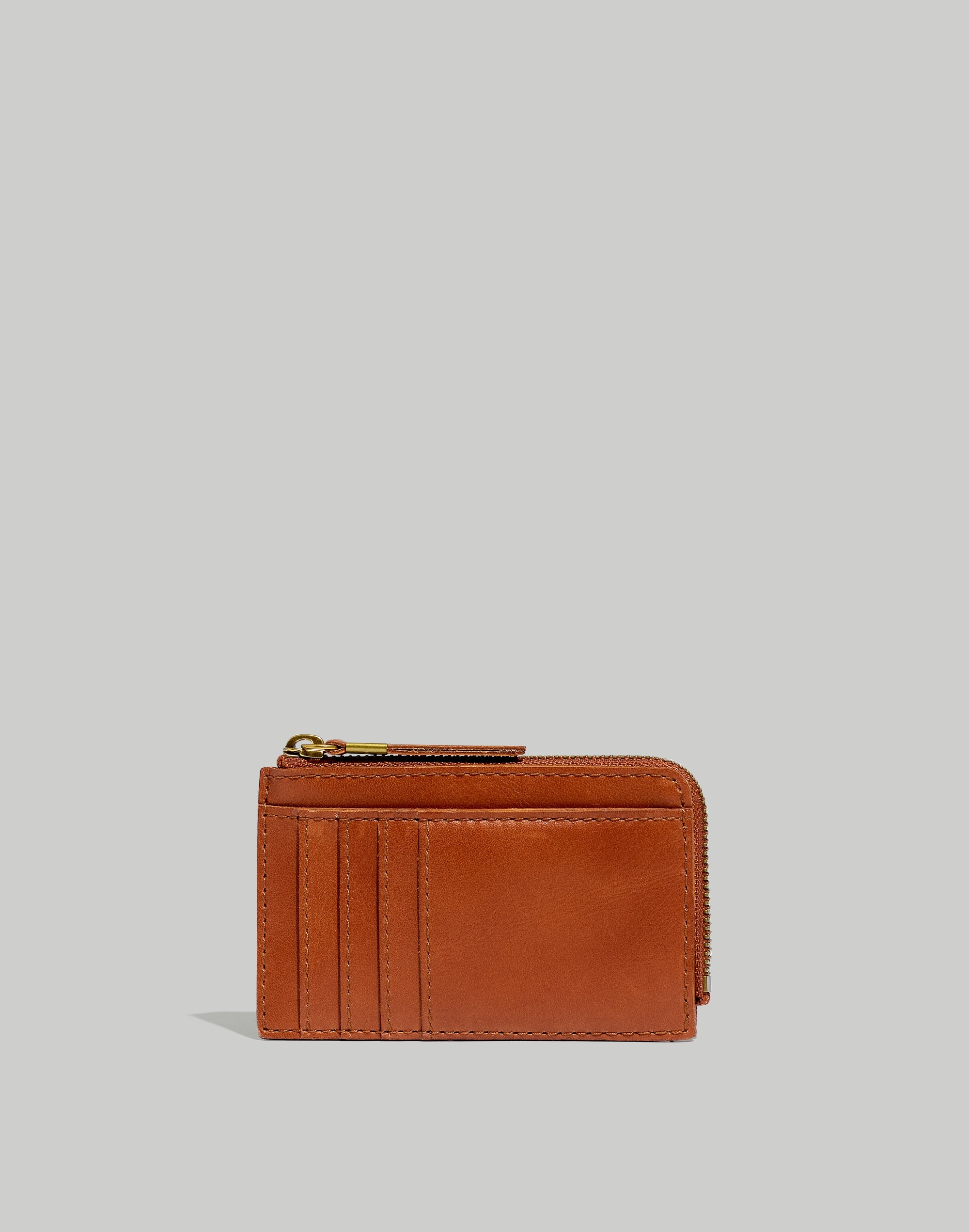 leather zip card case wallet