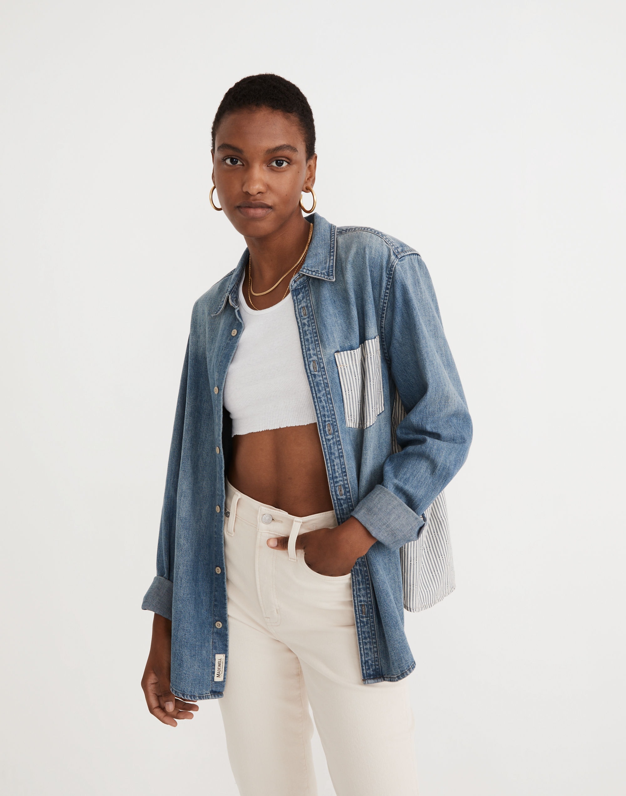 madewell x rentrayage upcycled button-up shirt