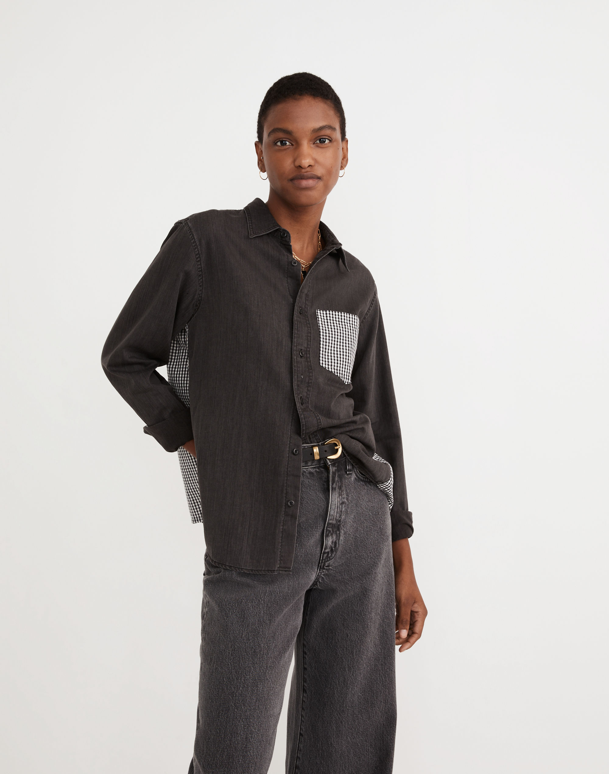 madewell x rentrayage upcycled button-up shirt