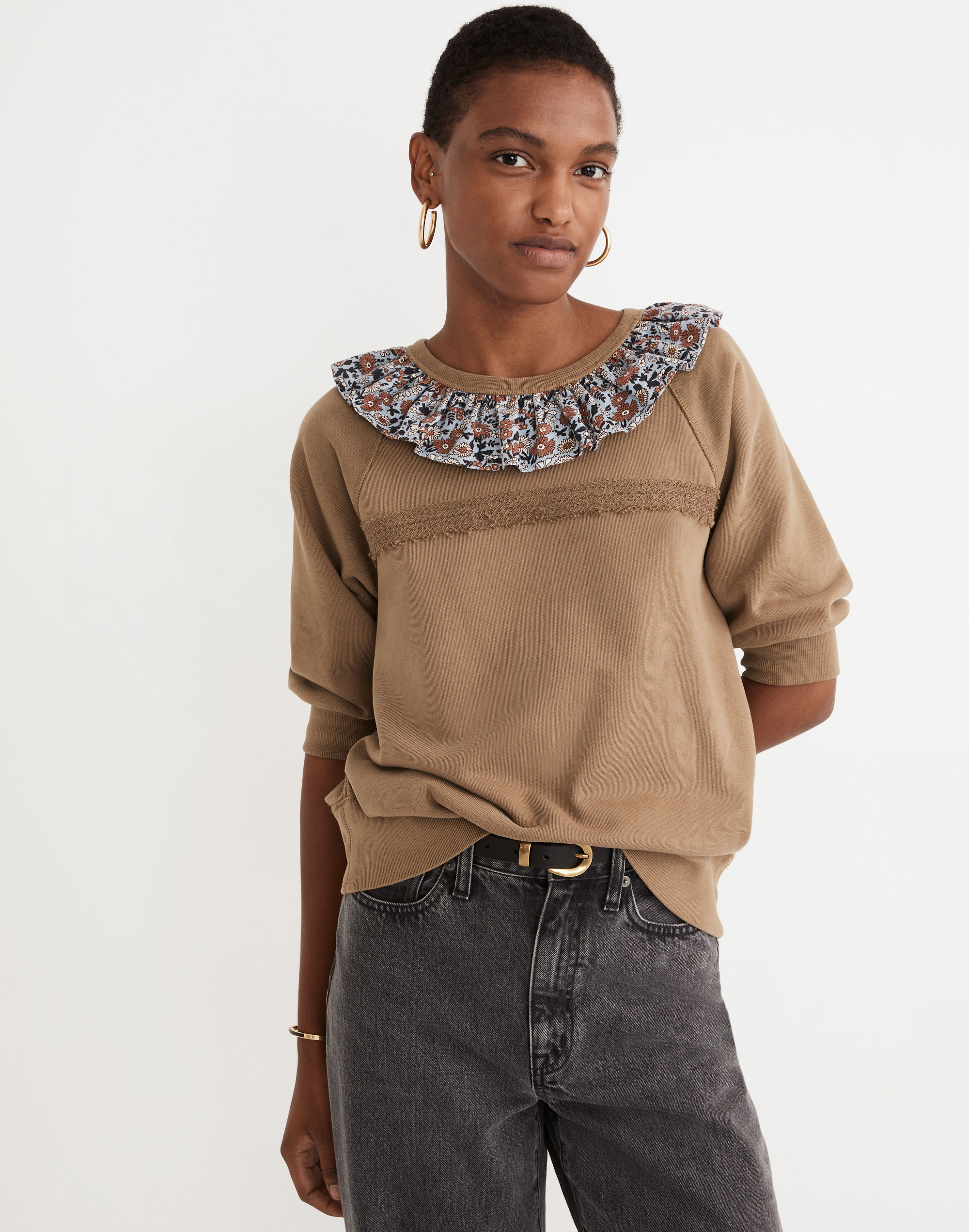 Madewell x Rentrayage Upcycled Ruffle-Collar Sweatshirt