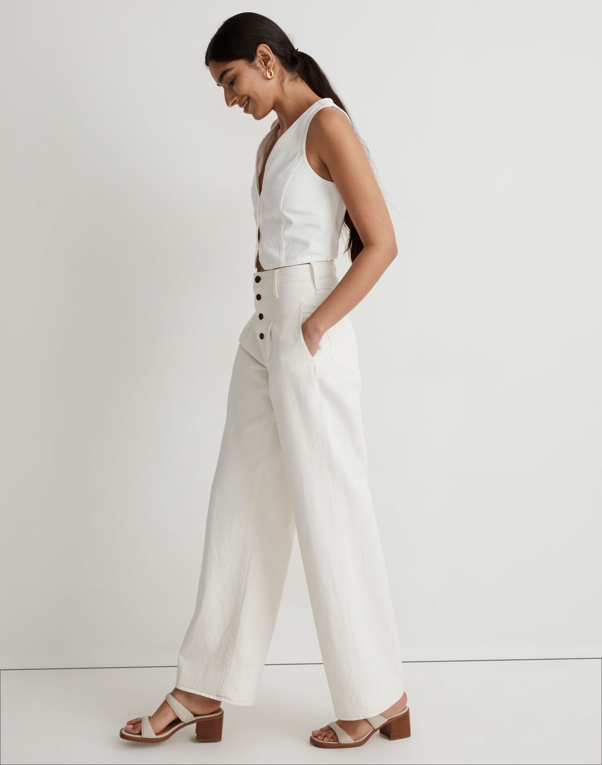 Superwide-Leg Jeans in Vintage Canvas: Button-Fly Edition Alternate Image 1