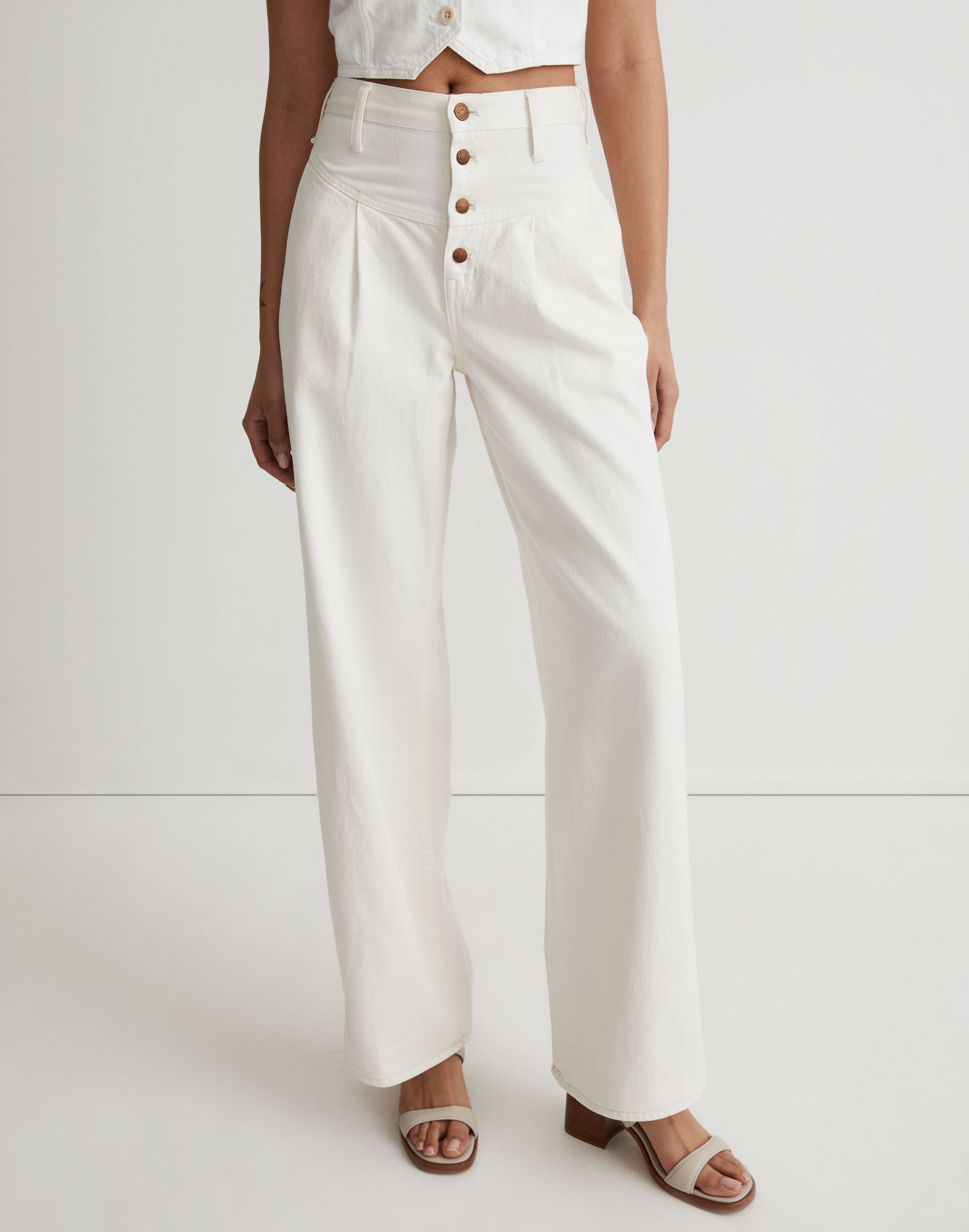 Superwide-Leg Jeans in Vintage Canvas: Button-Fly Edition