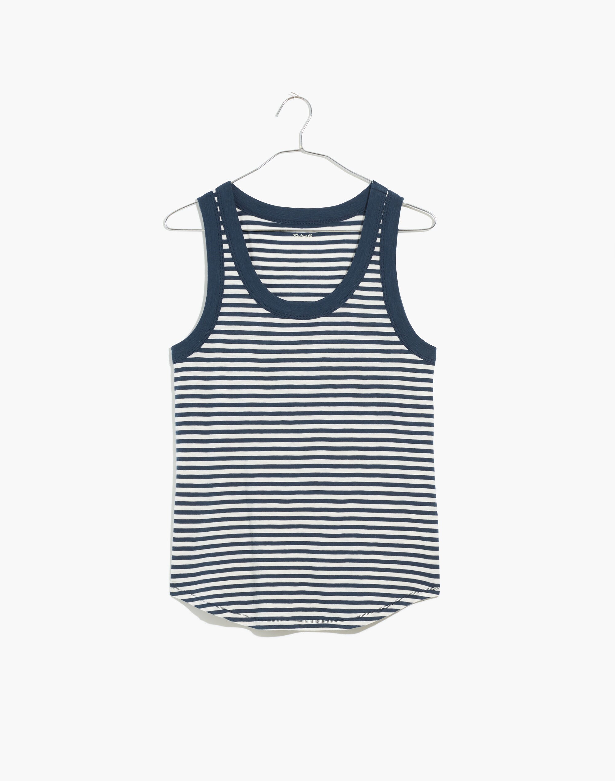 Whisper Cotton Crewneck Tank Top in Stripe