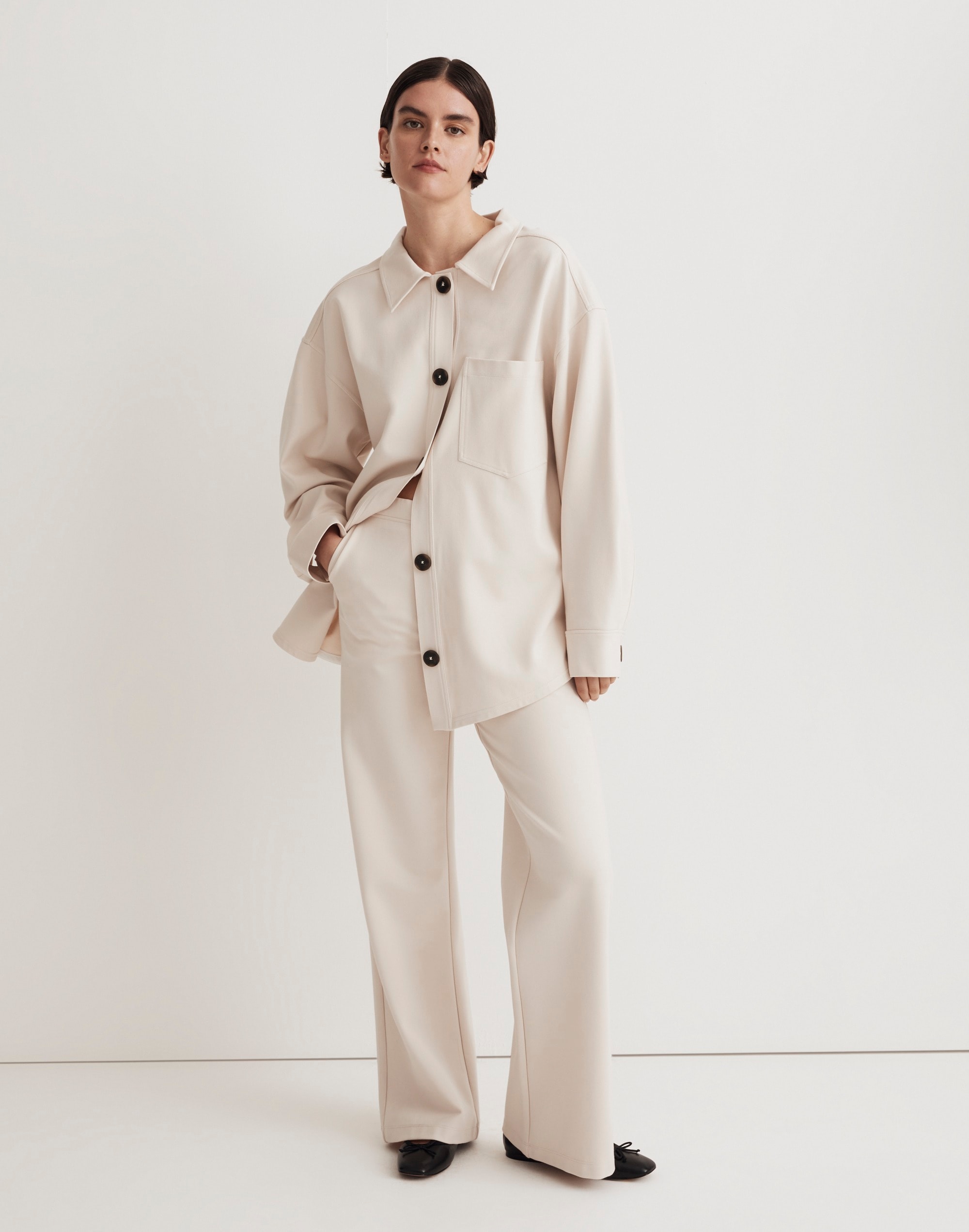 Ponte Oversized Shirt Jacket