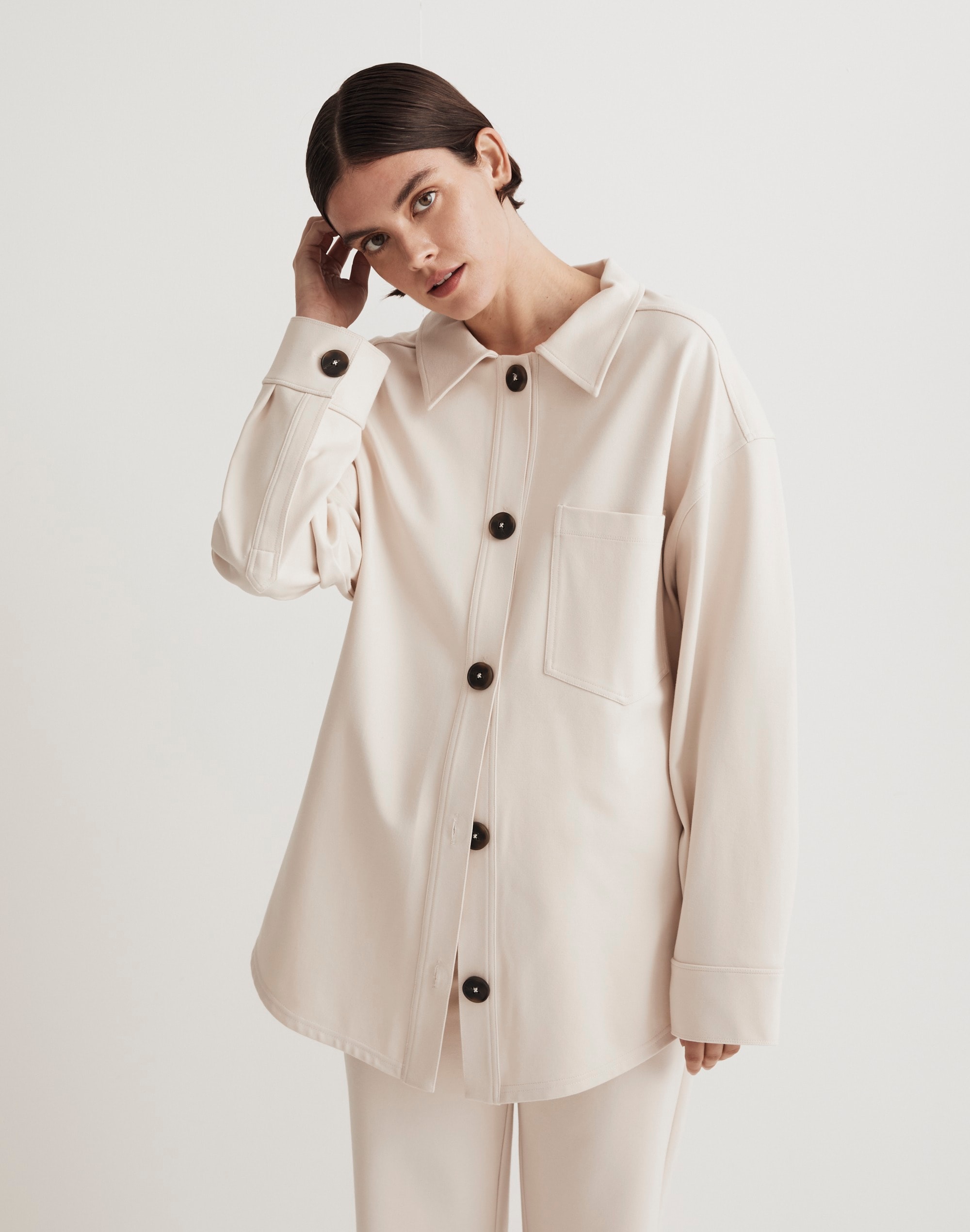 Ponte Oversized Shirt Jacket