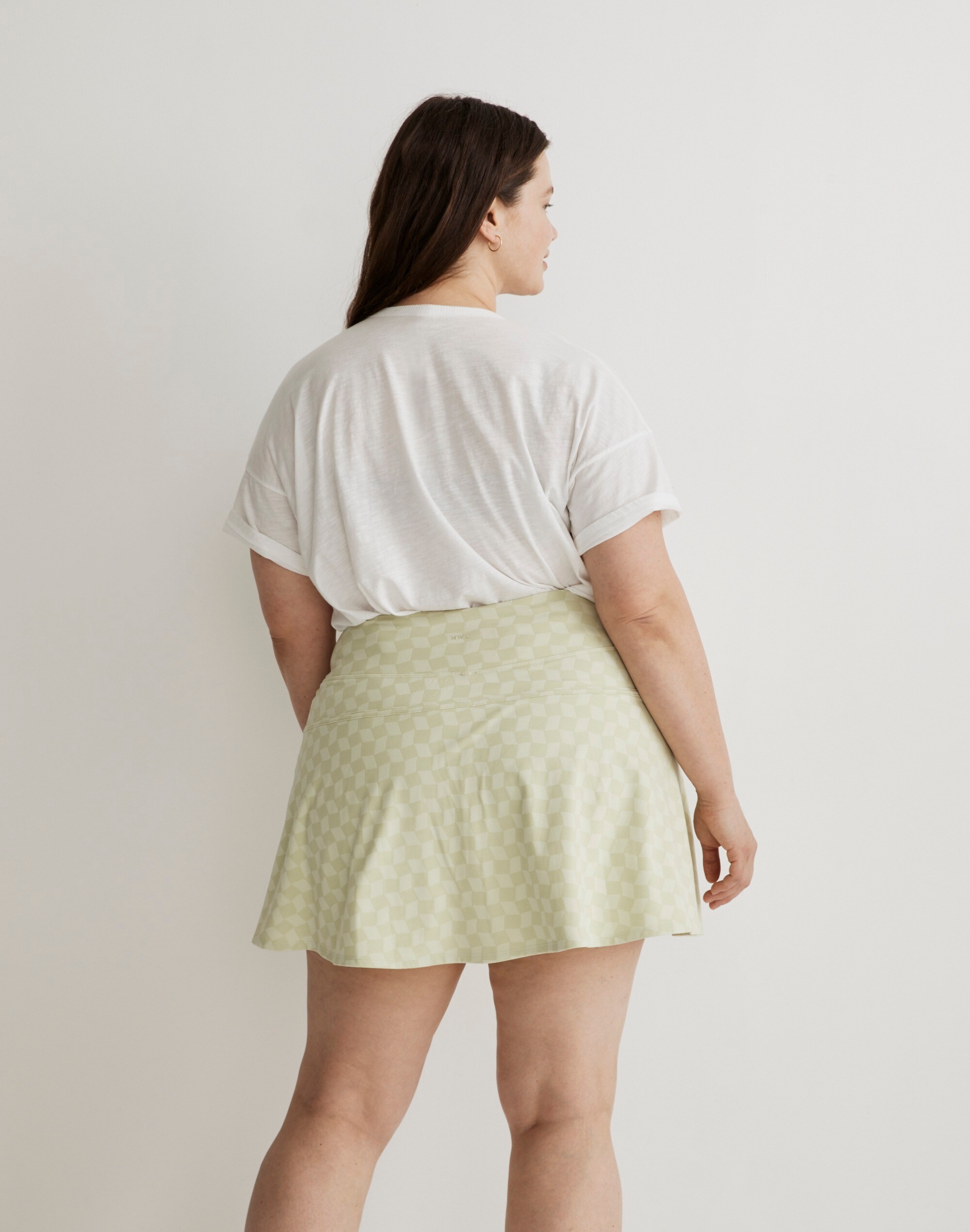 Plus Flex Side Slit Skirt in Checkerboard