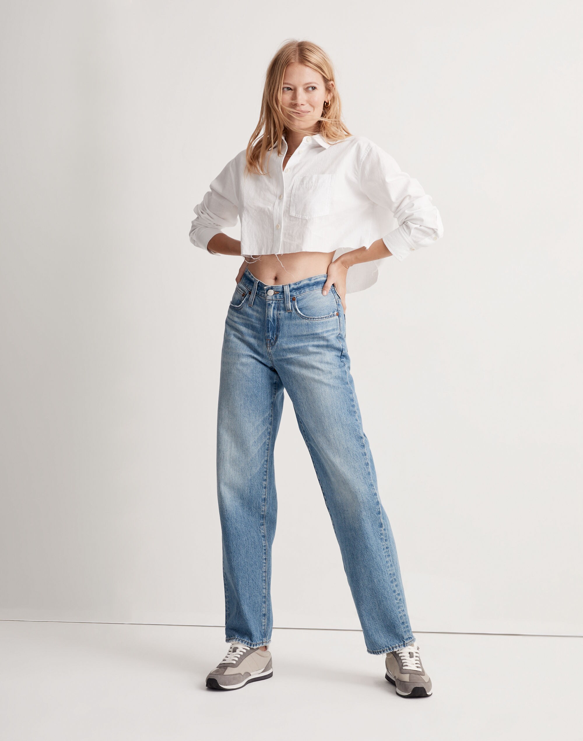 madewell x donni low-rise loose jeans in mathison wash