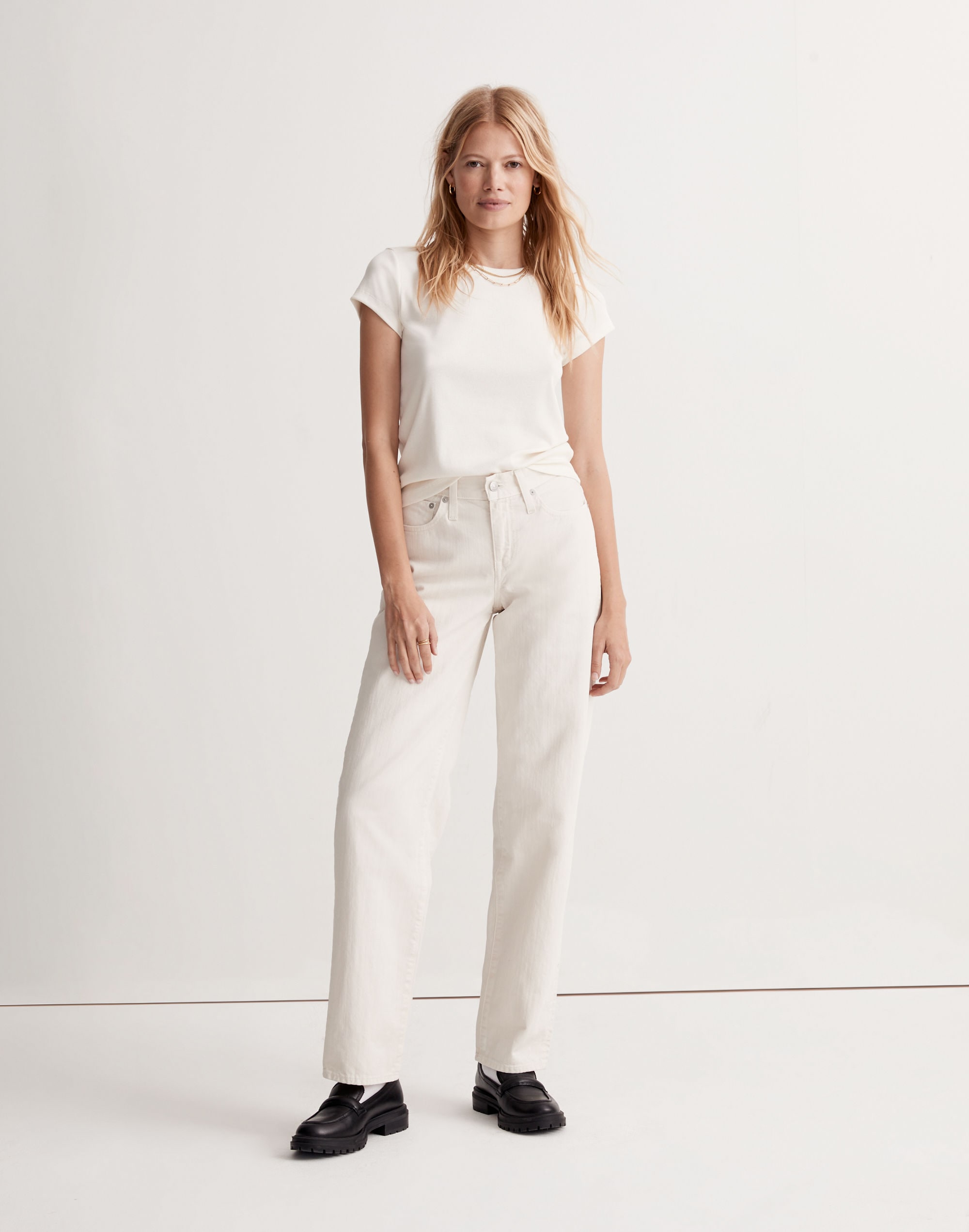 Madewell x Donni Low-Rise Loose Jeans Antique Cream