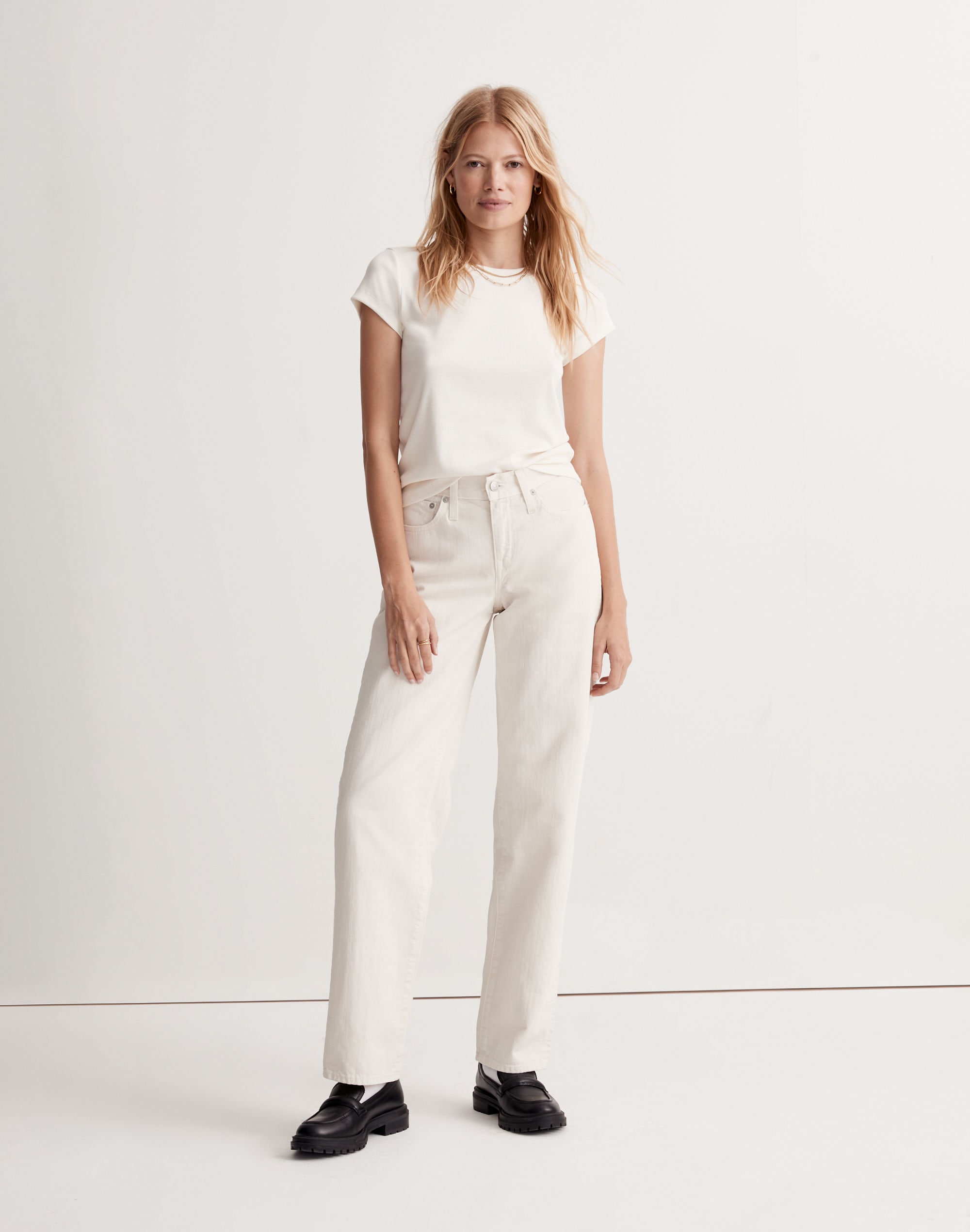 madewell x donni low-rise loose jeans in antique cream